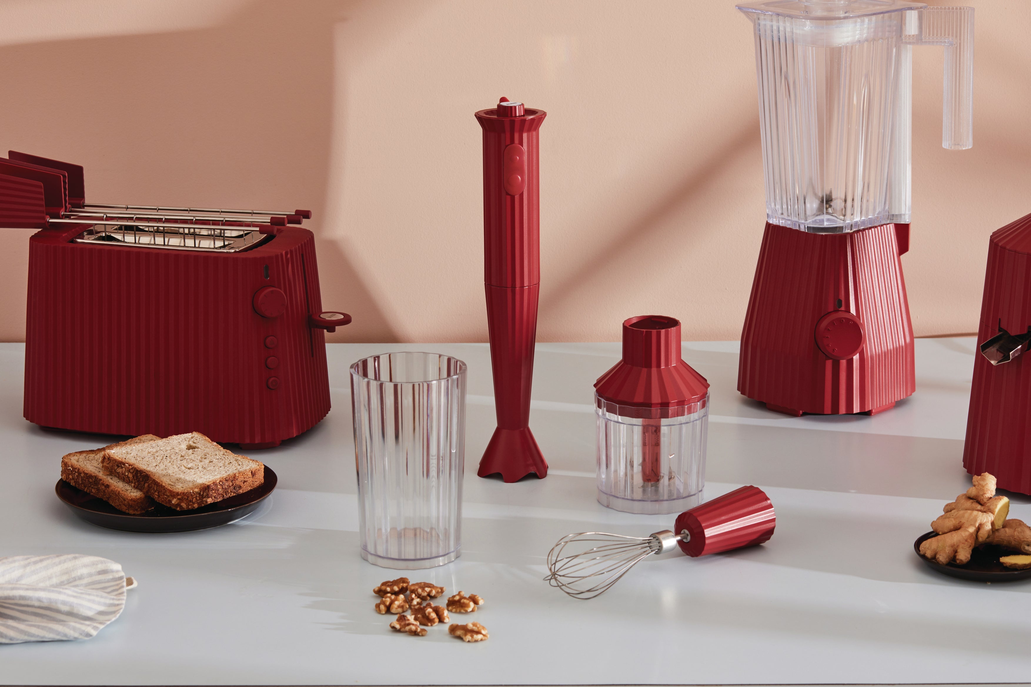 Graues Pleissé Handmixer Set