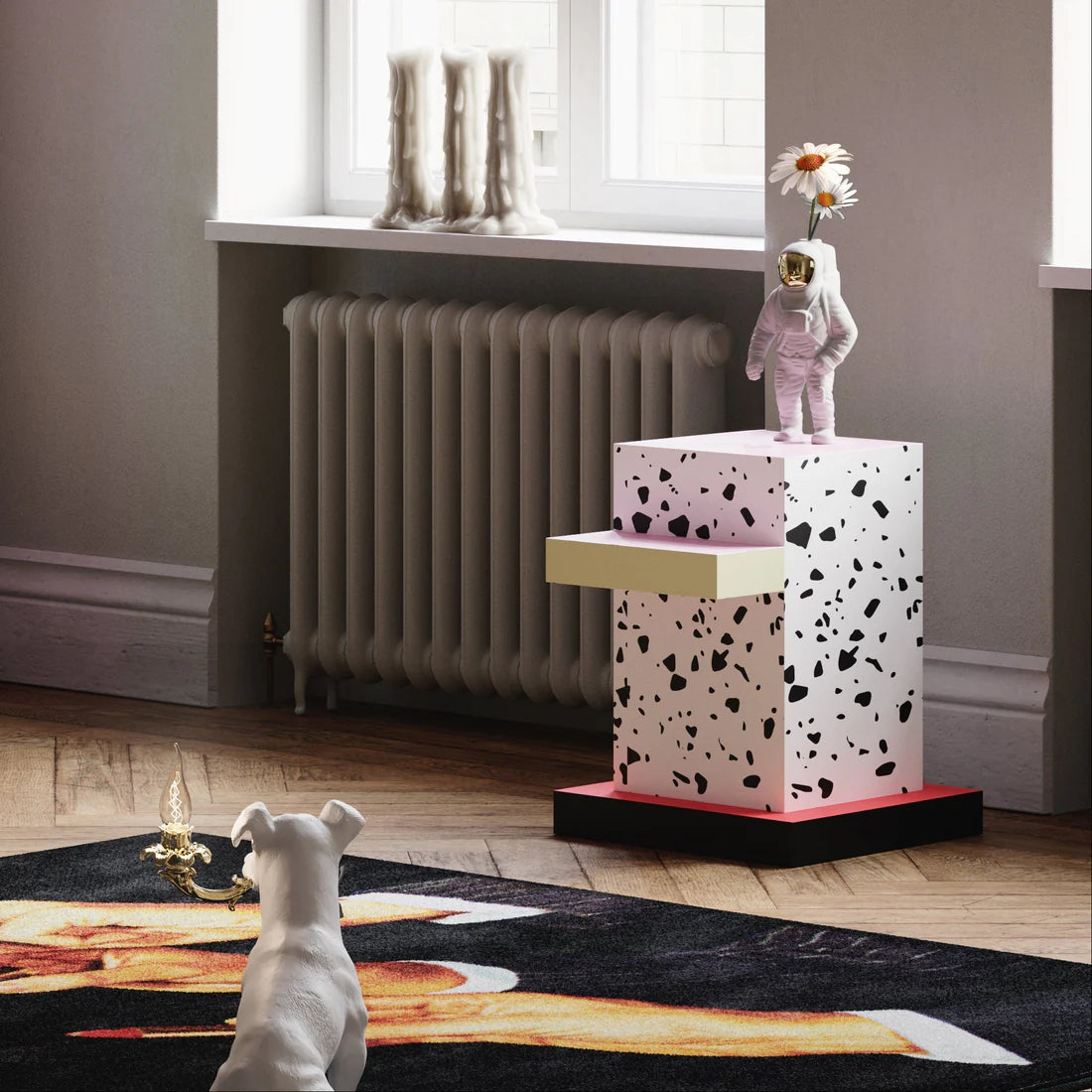 SUPERSIDE TERRAZZO Pink Side Table with Red