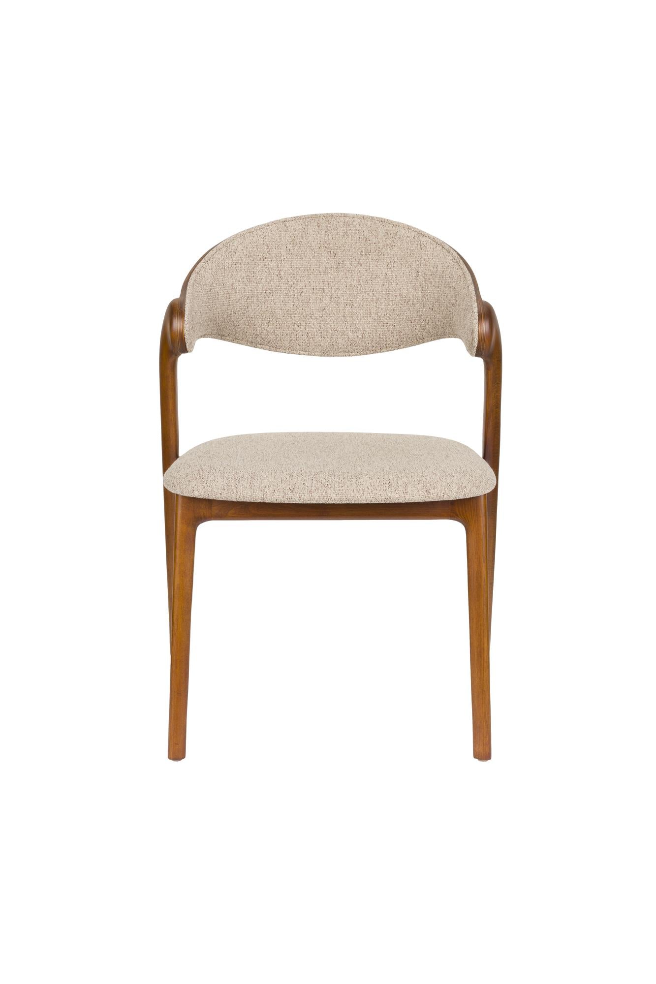 Babington Beige Stuhl mit einer Holzbasis