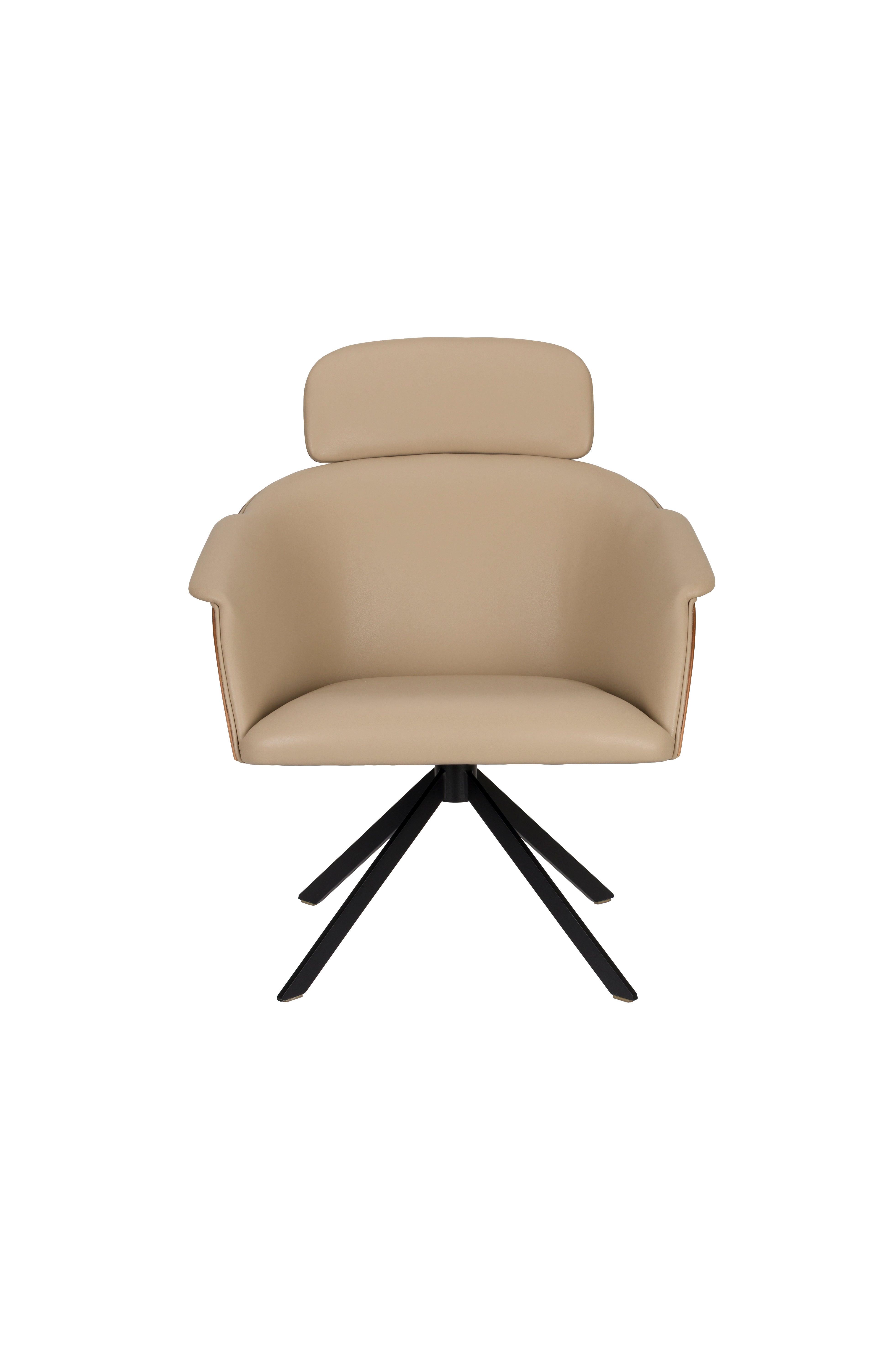 Frie -Sessel Beige Eco -Leder mit einer schwarzen Basis