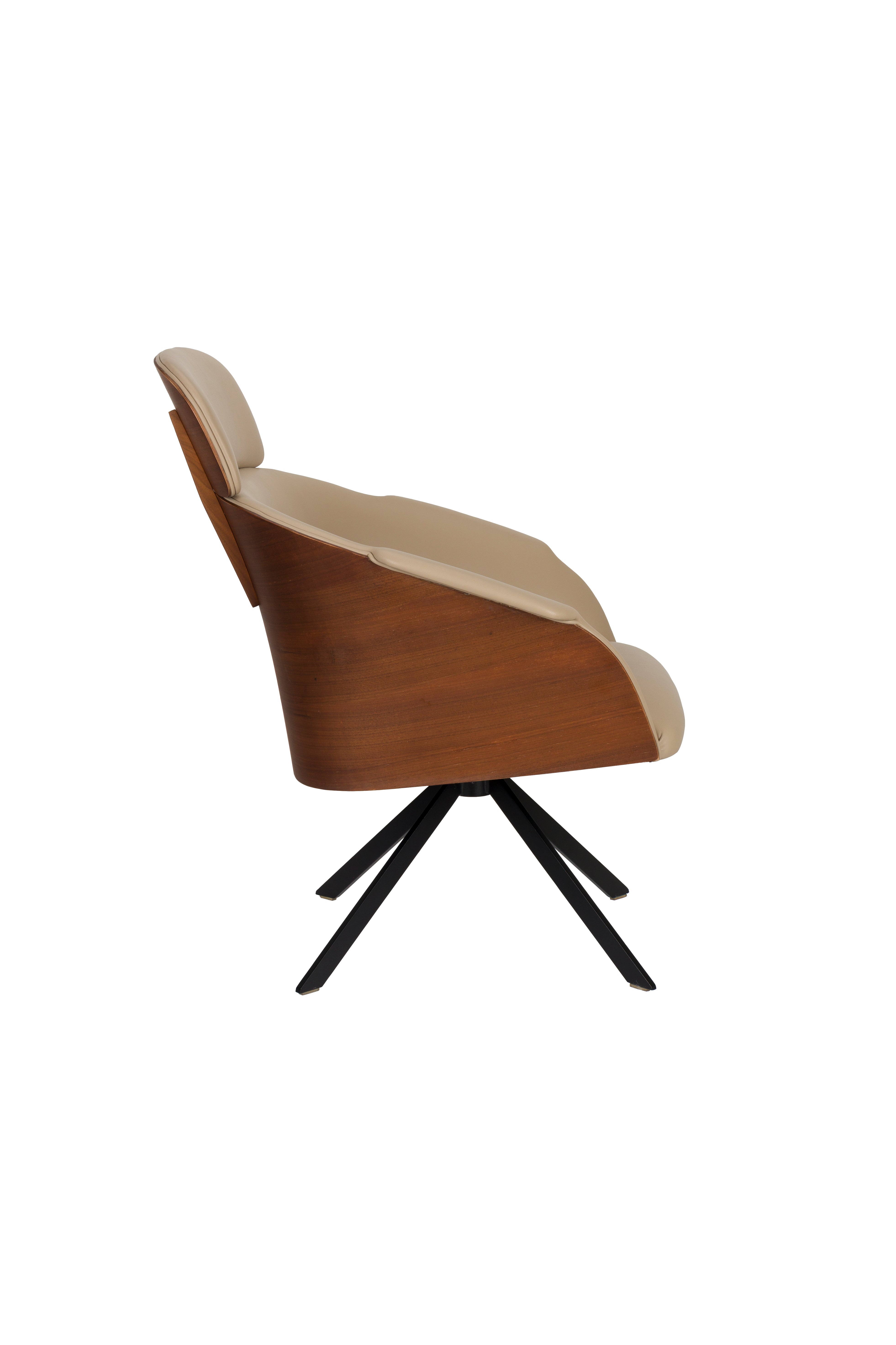 Frie -Sessel Beige Eco -Leder mit einer schwarzen Basis