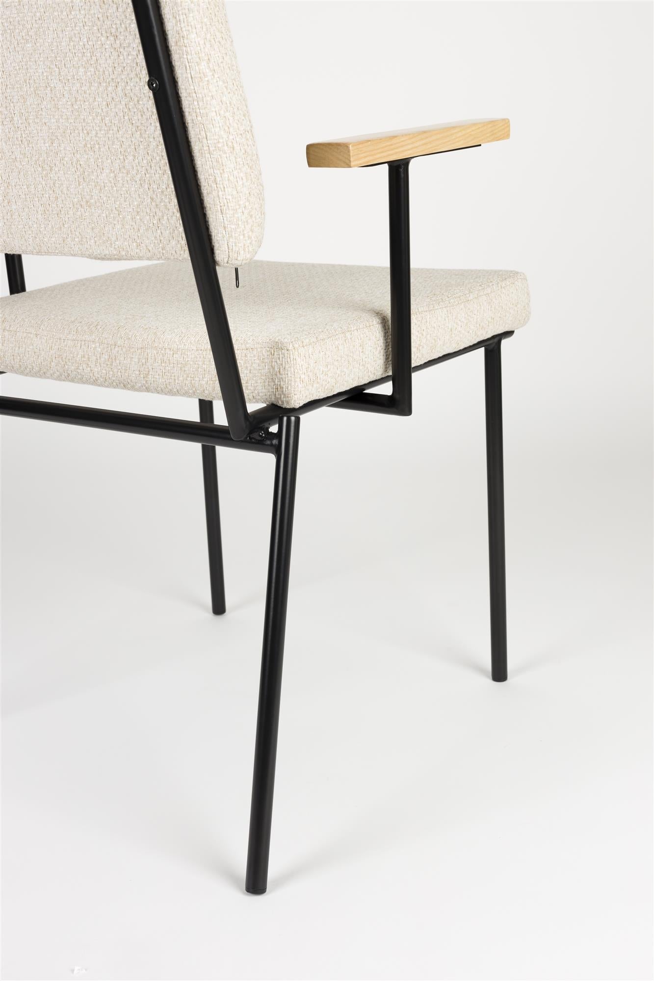 Chair with fellow beige armrests with a black base