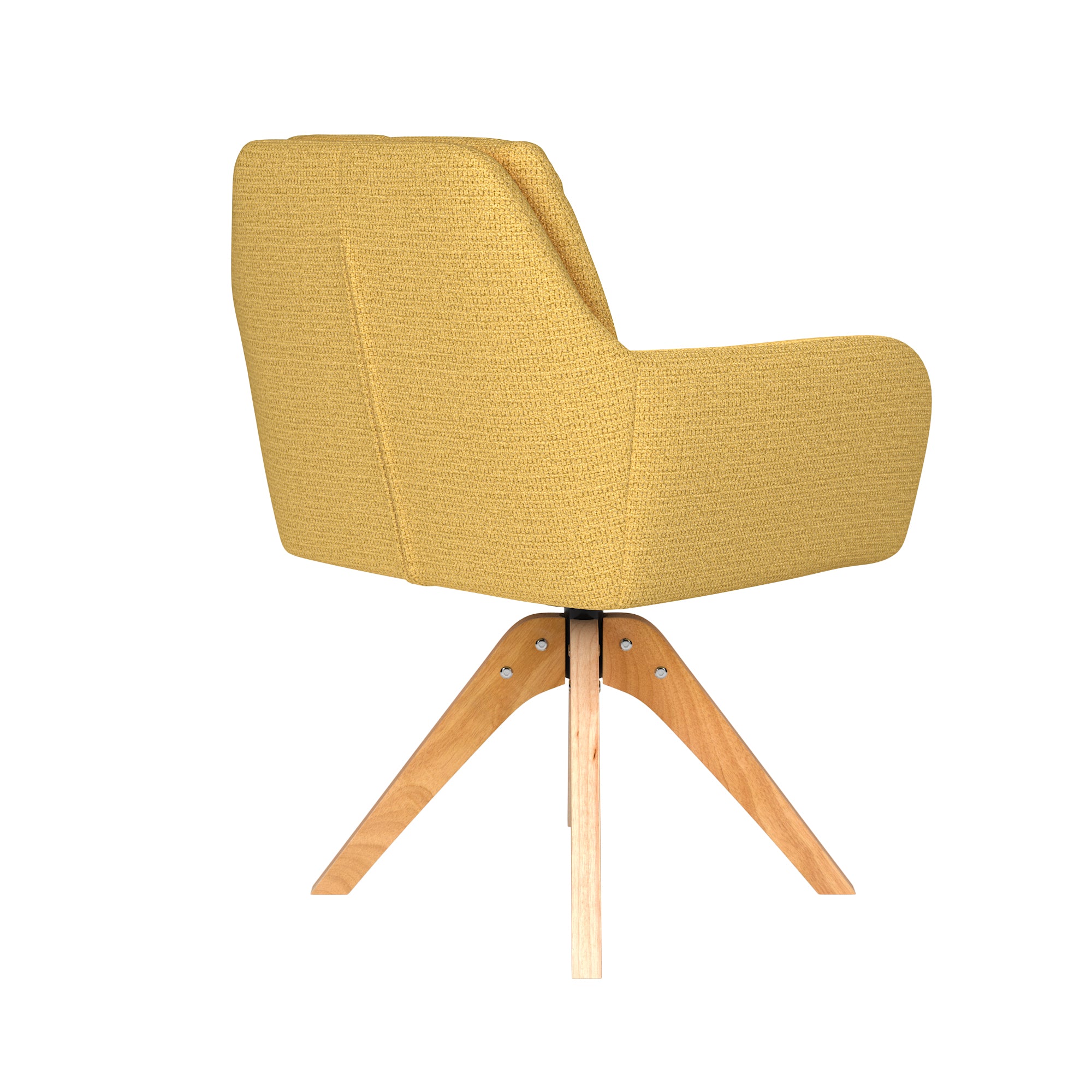 PETE swivel chair yellow with wooden base