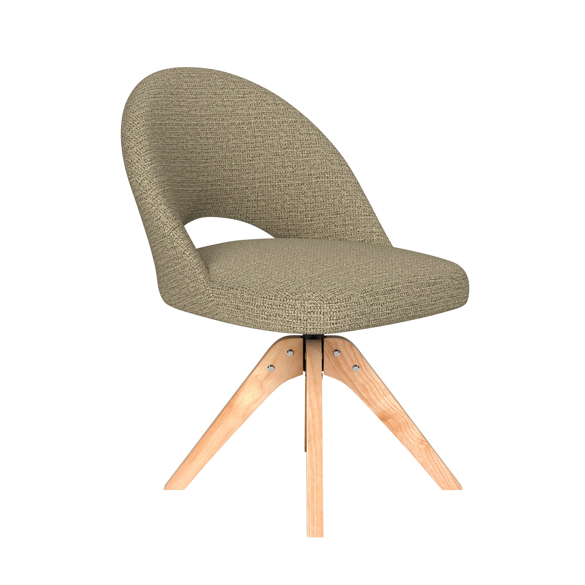 MICK green swivel chair with wooden base