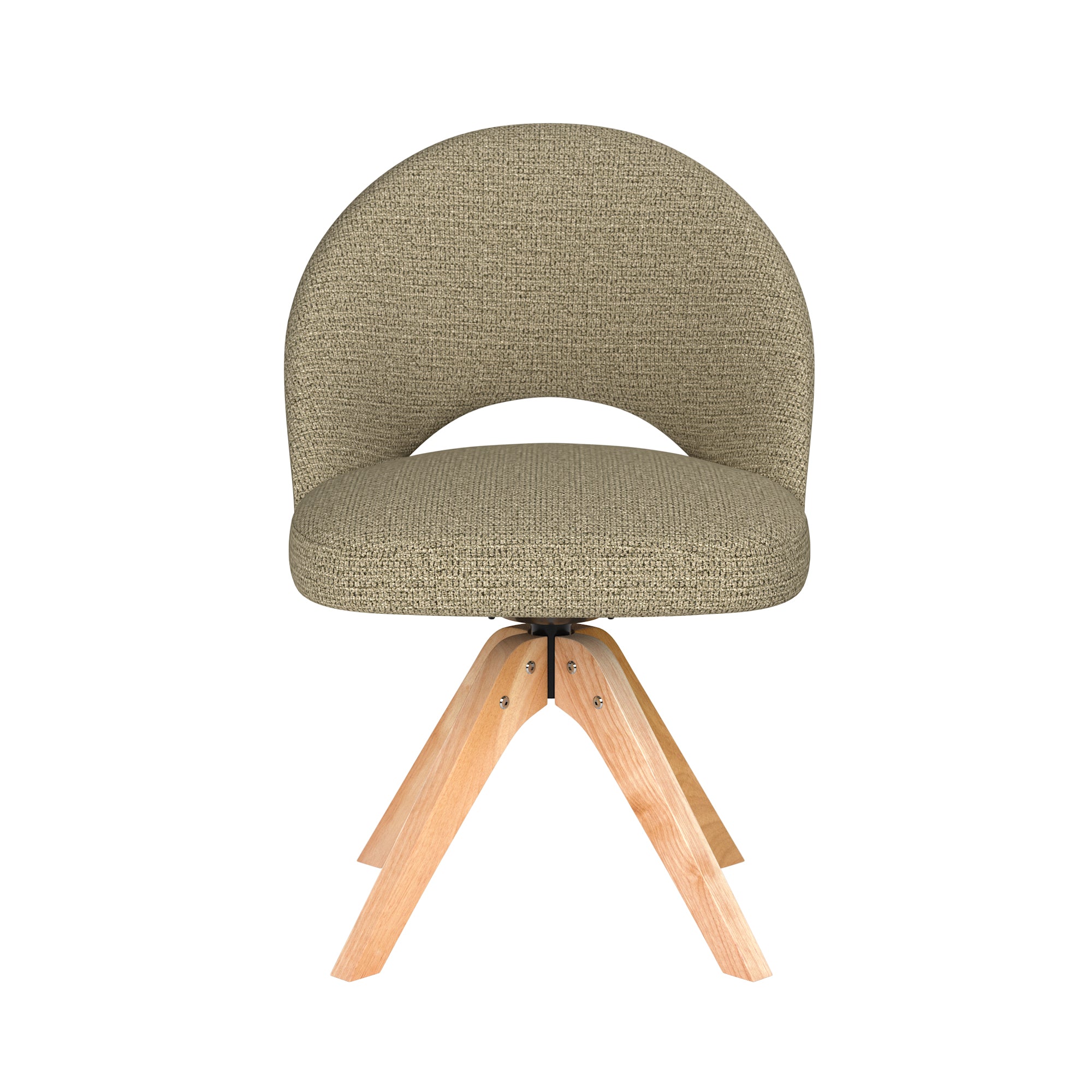 MICK green swivel chair with wooden base