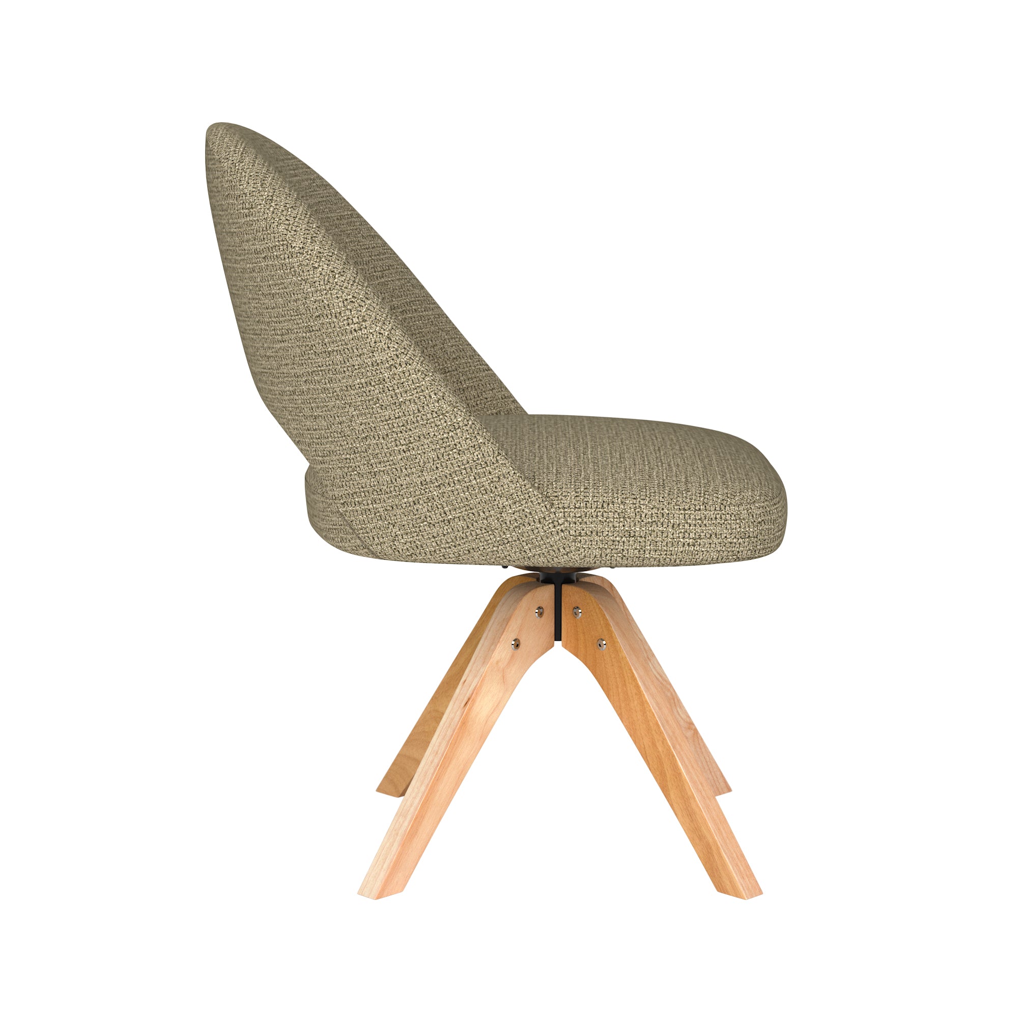 MICK green swivel chair with wooden base
