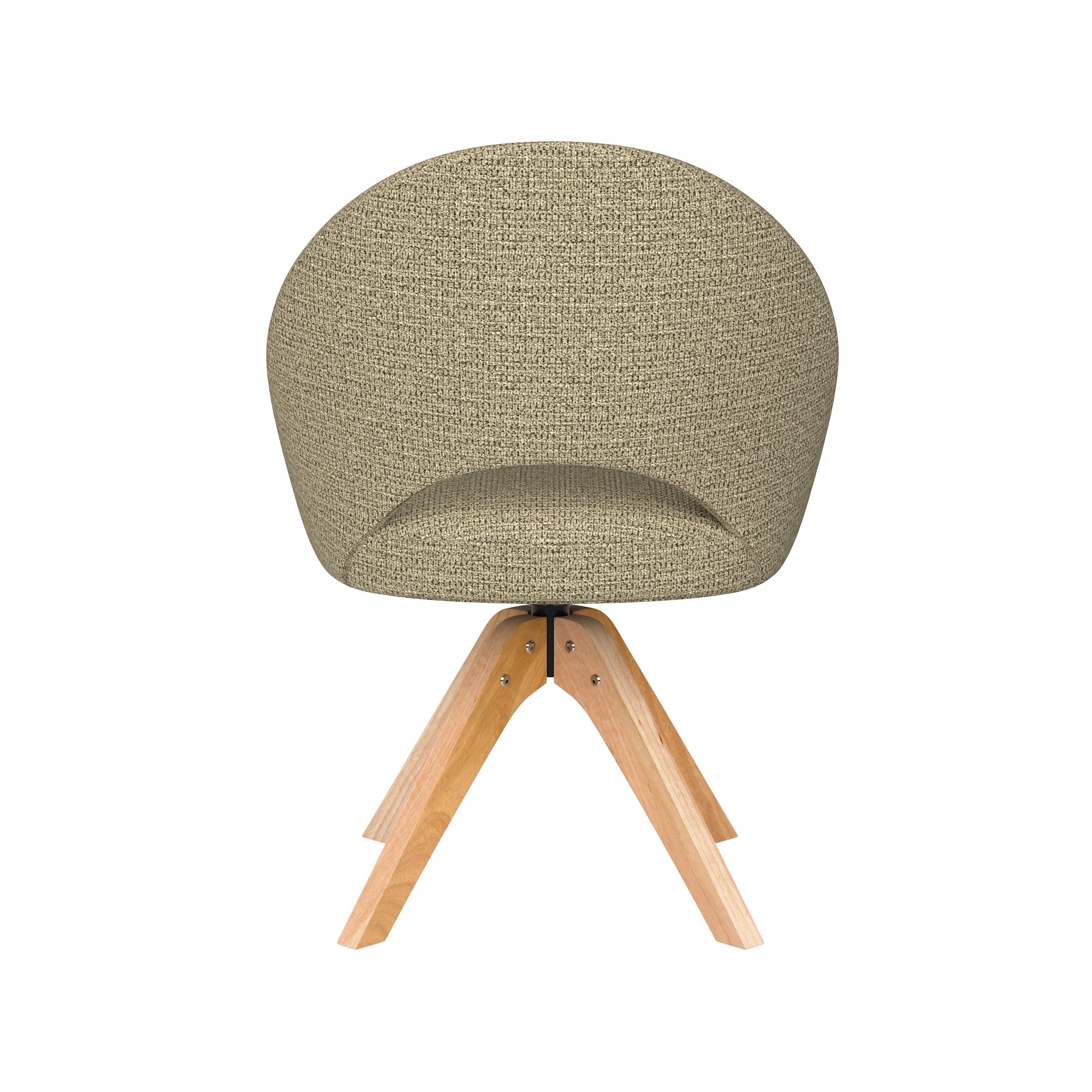 MICK green swivel chair with wooden base
