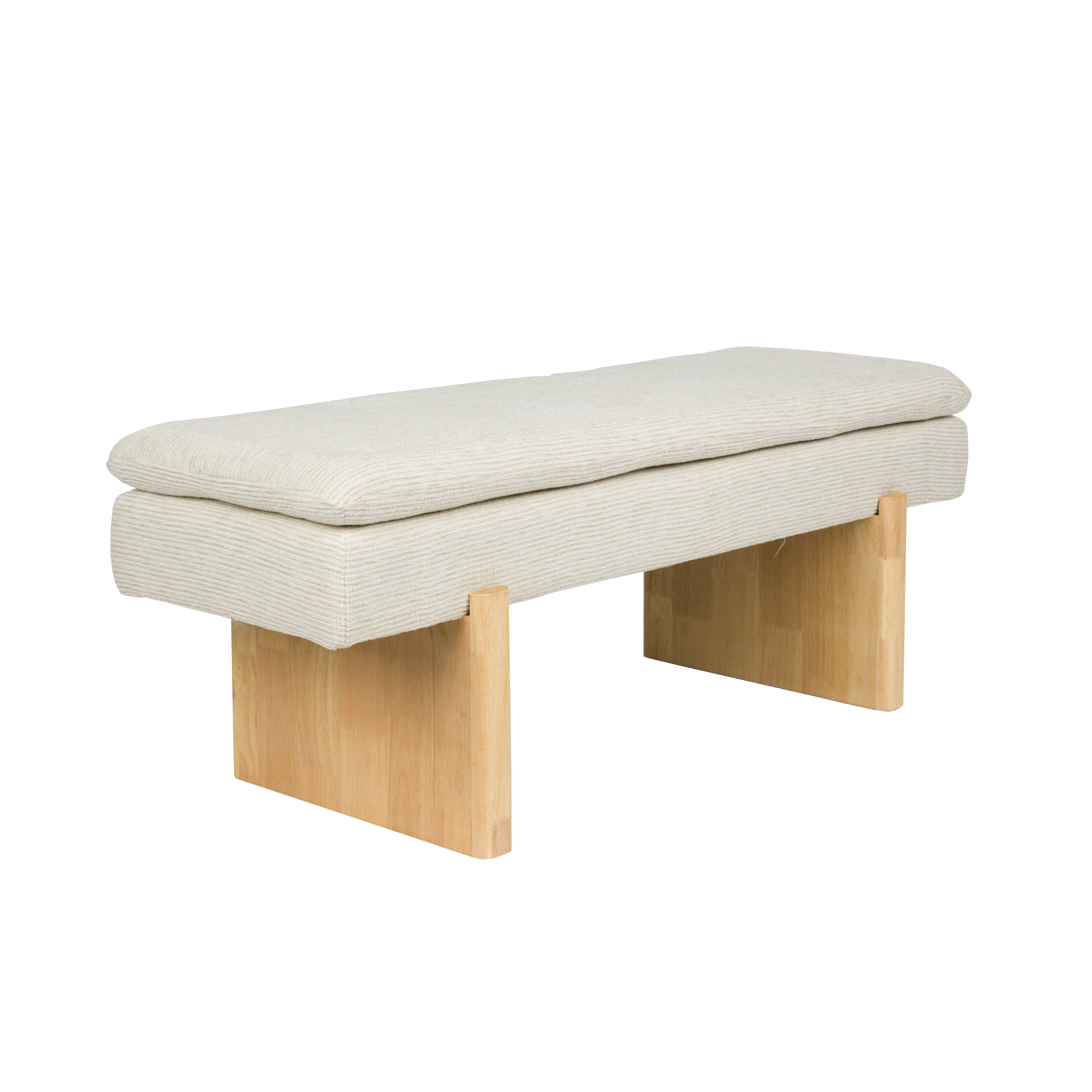 JAPPO Light Gray Bench with Wooden Base