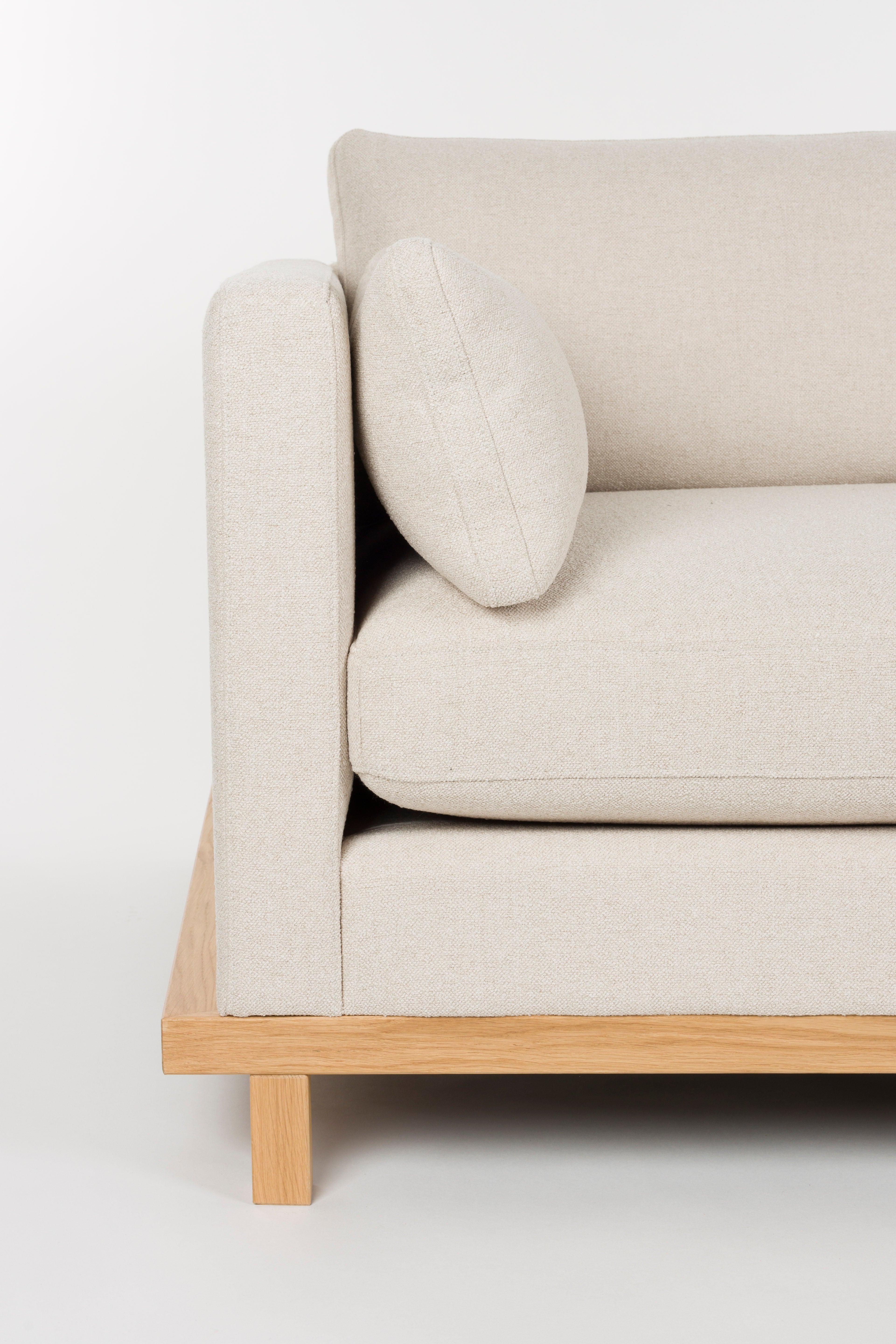 Sofa 4,5-sitzige BLOSSOM beige mit Holzgestell