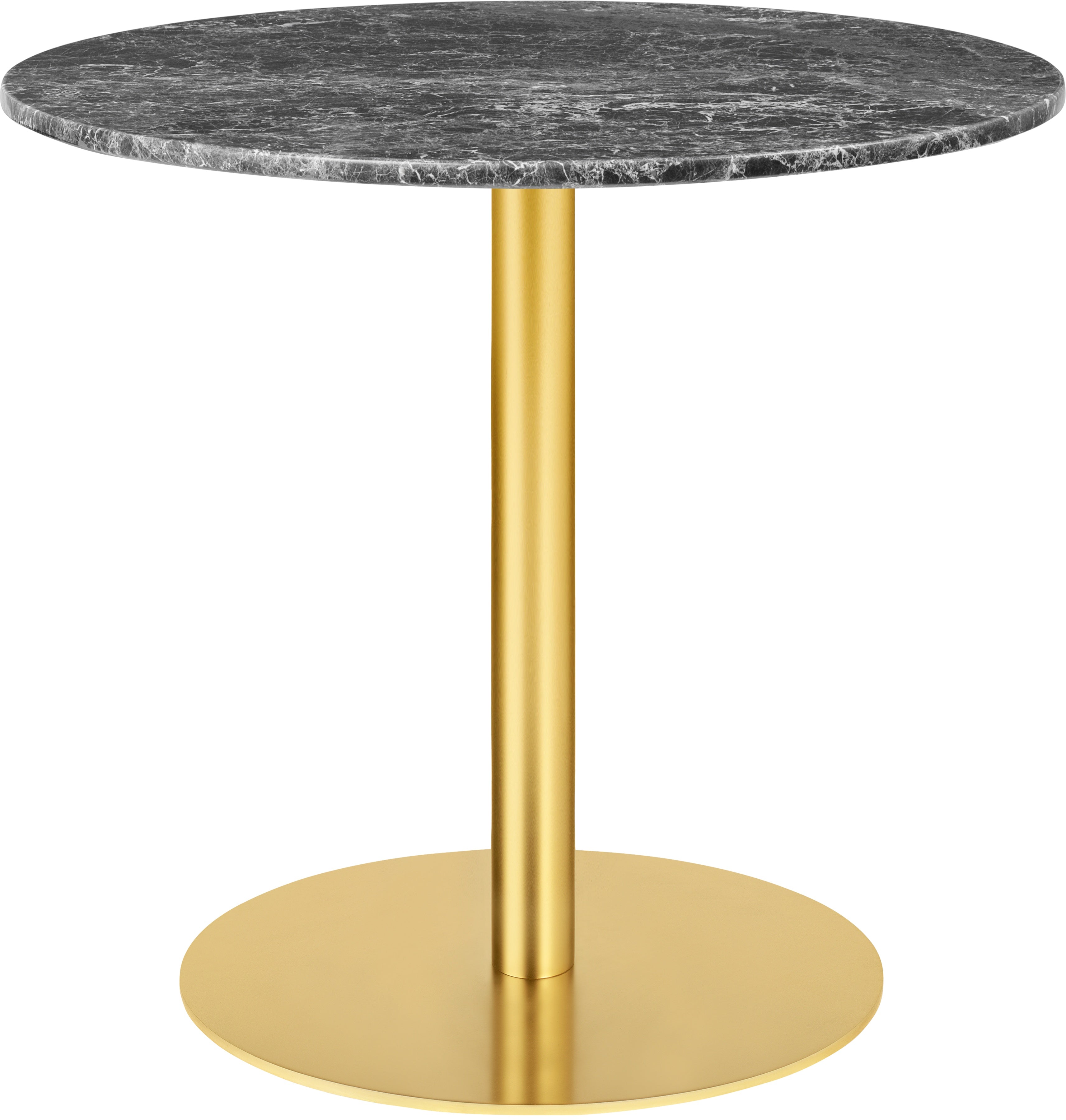 Round table 1.0 gray marble with a gold base