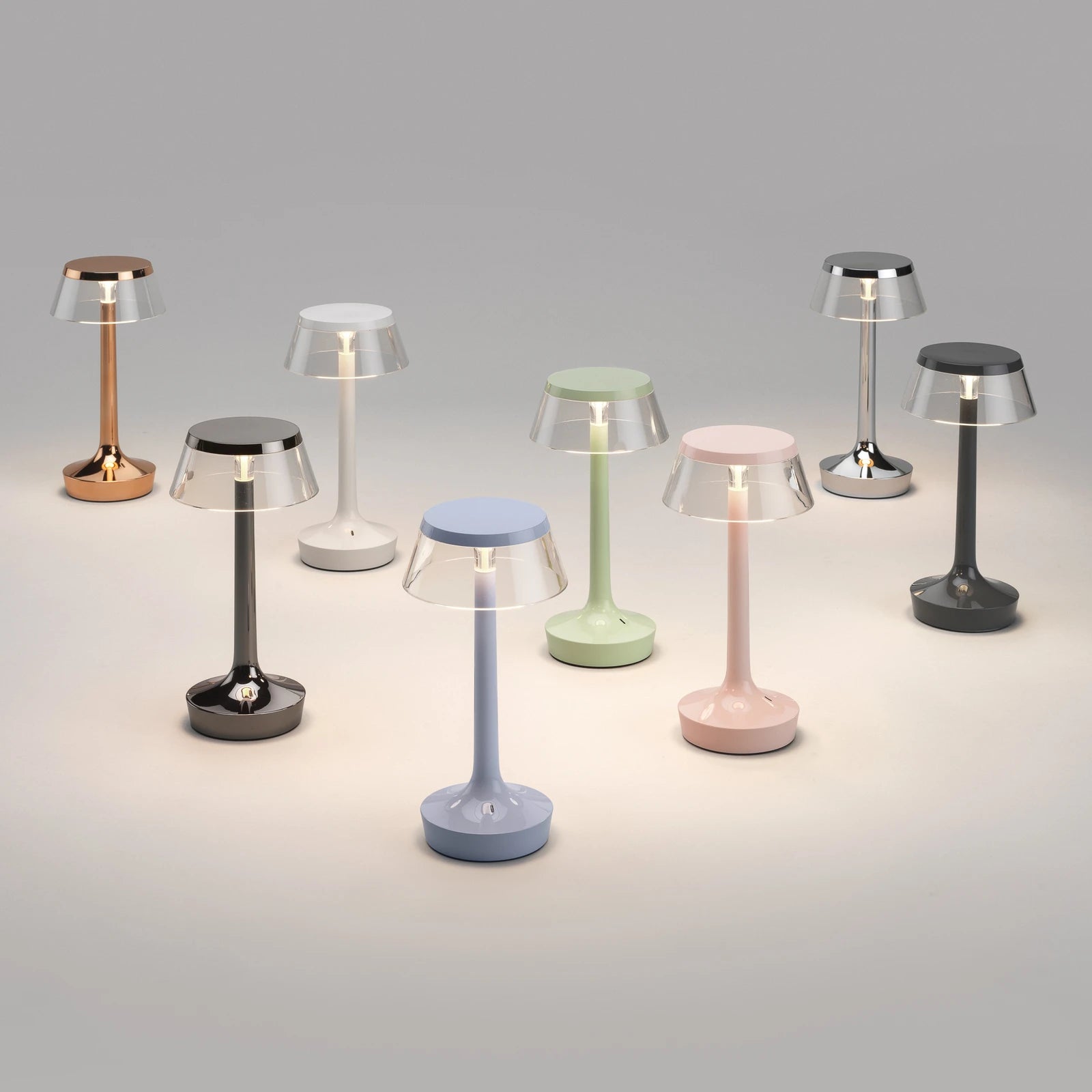 Portable lamp BON JOUR UNPLUGGED gray with transparent shade