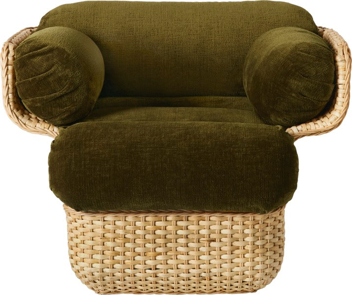 BASKET Sessel grün mit Rattan
