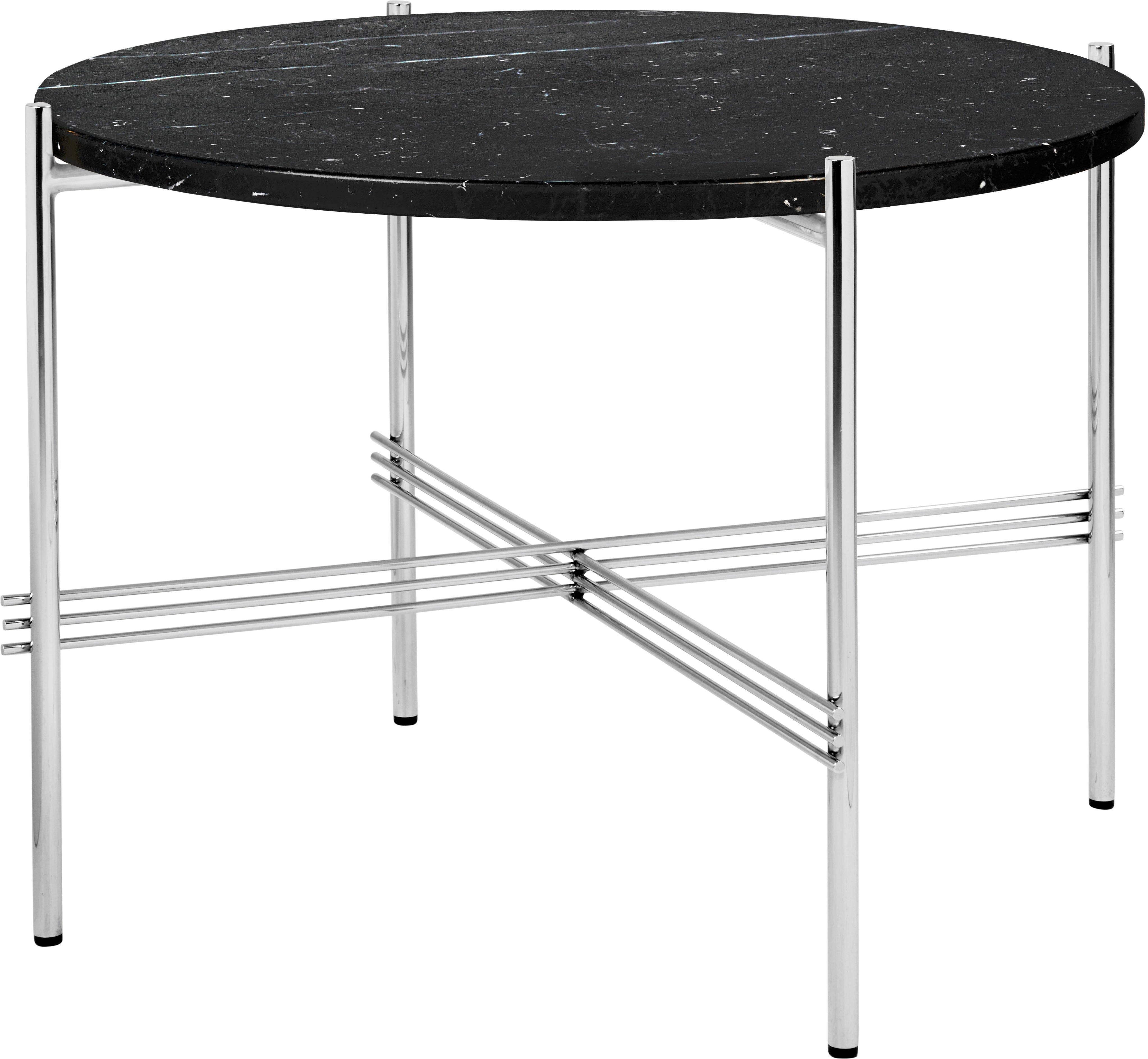 Round coffee table TS black marble with chrome base