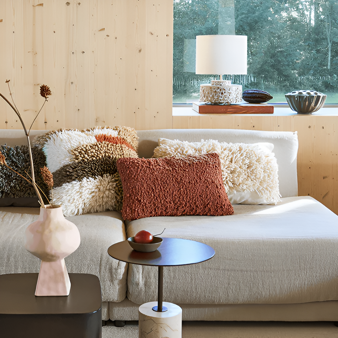 Rusty brown rope pillow