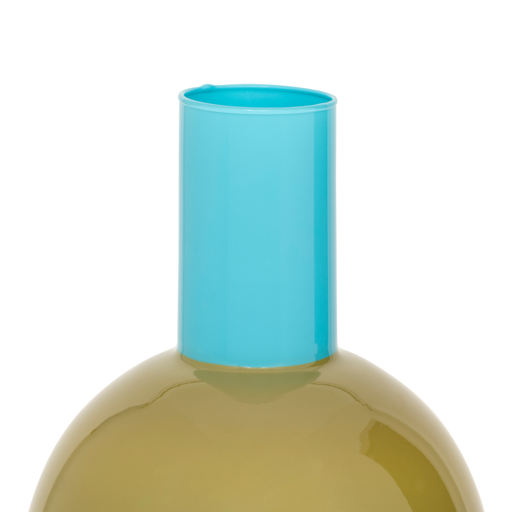 Glass vase LAHJA blue with green