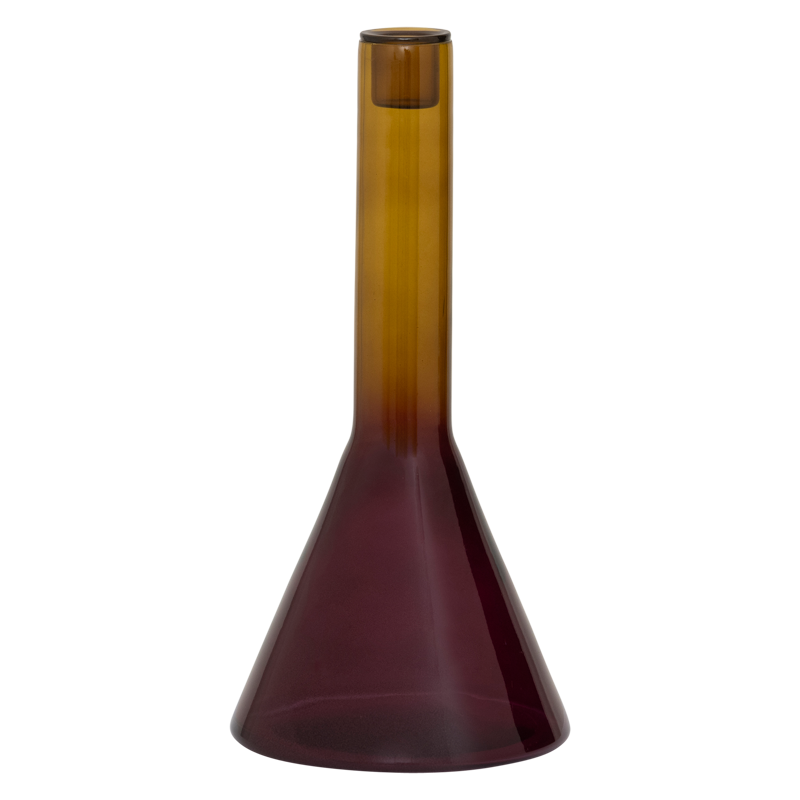 Olive FRISK Glass Candle Holder with Purple