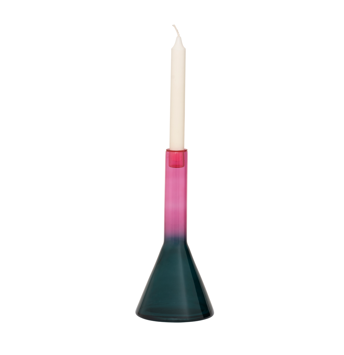 Pink Glass Candle Holder FRISK with Green