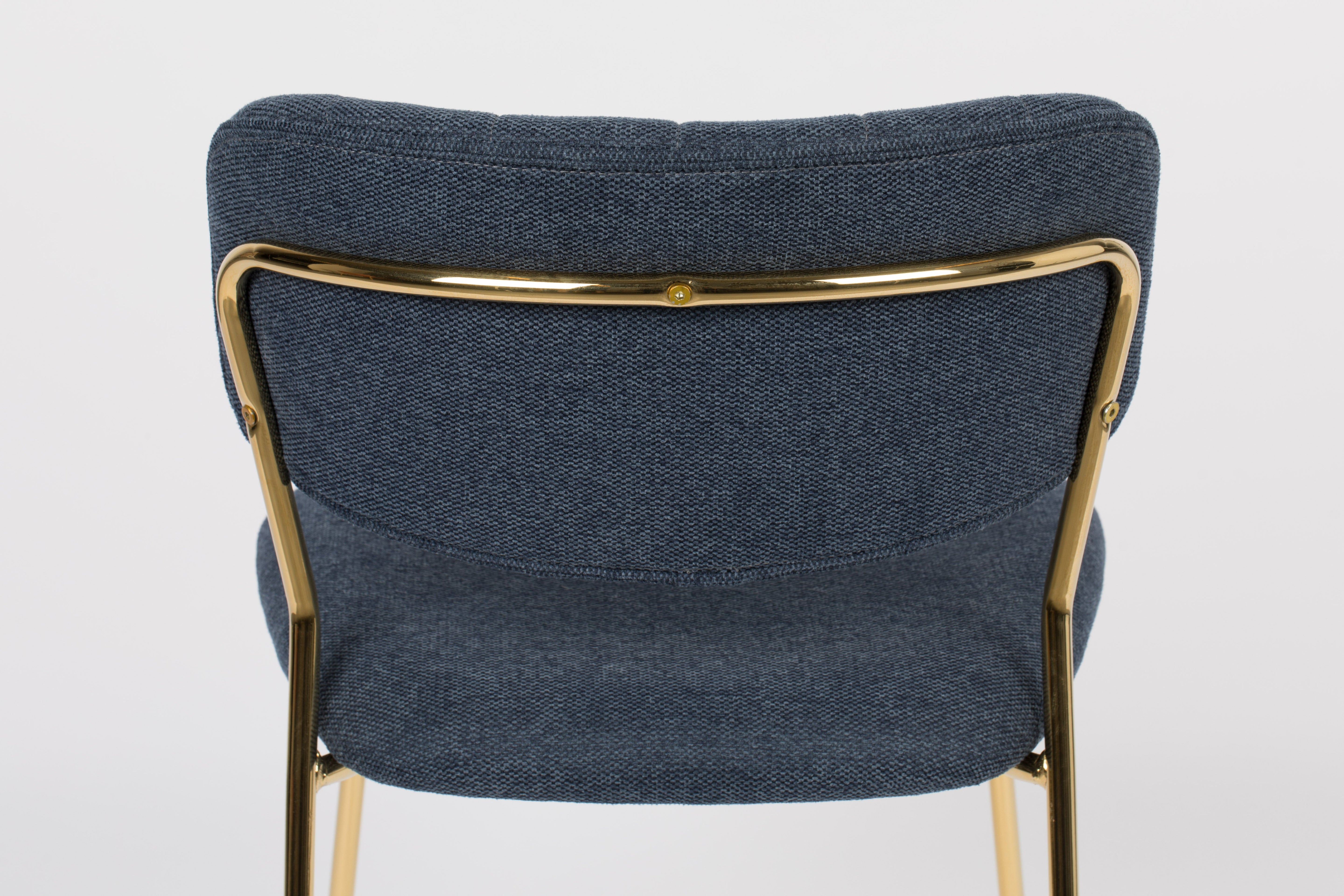 Jolien Dark blue chair with a golden base