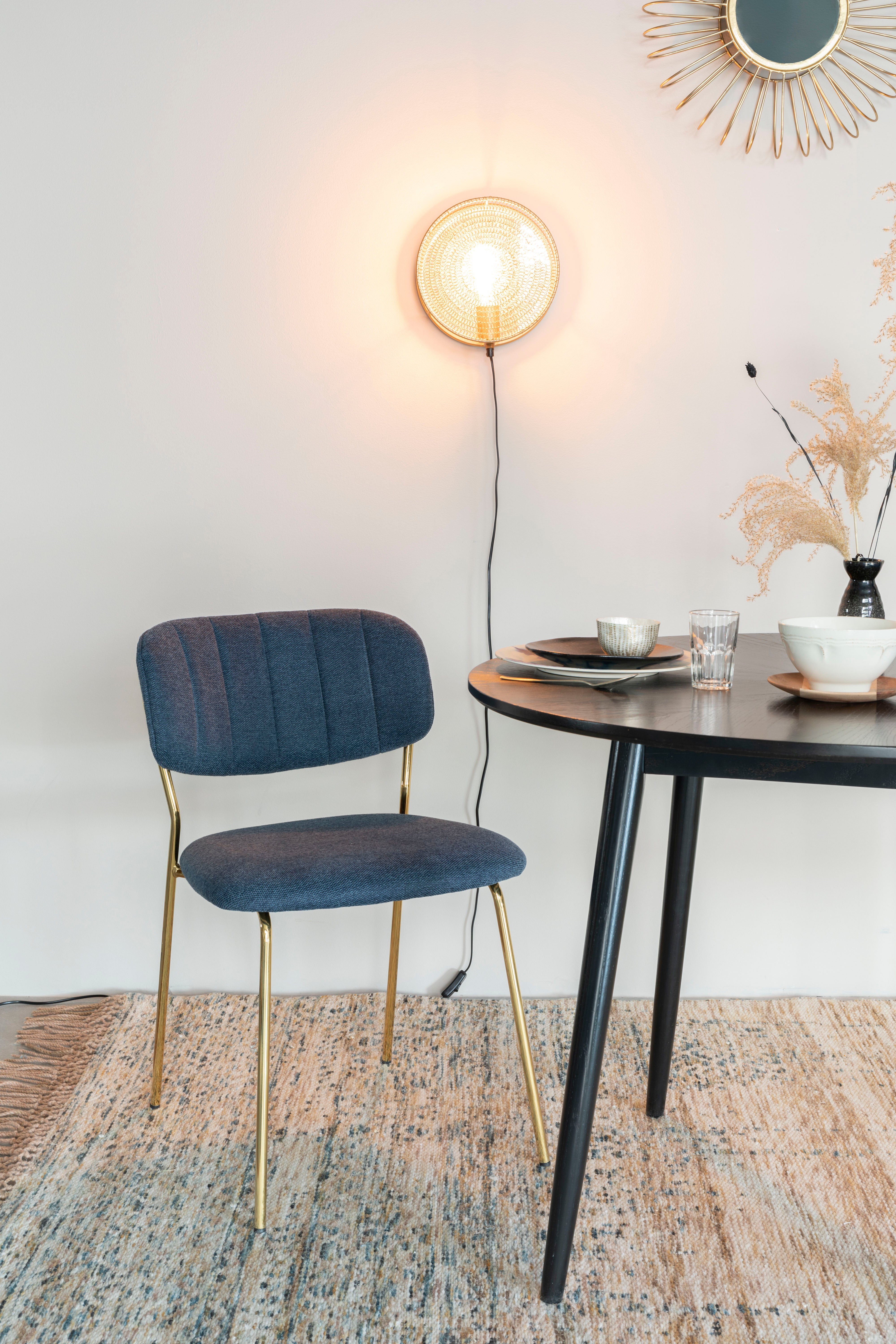 Jolien Dark blue chair with a golden base