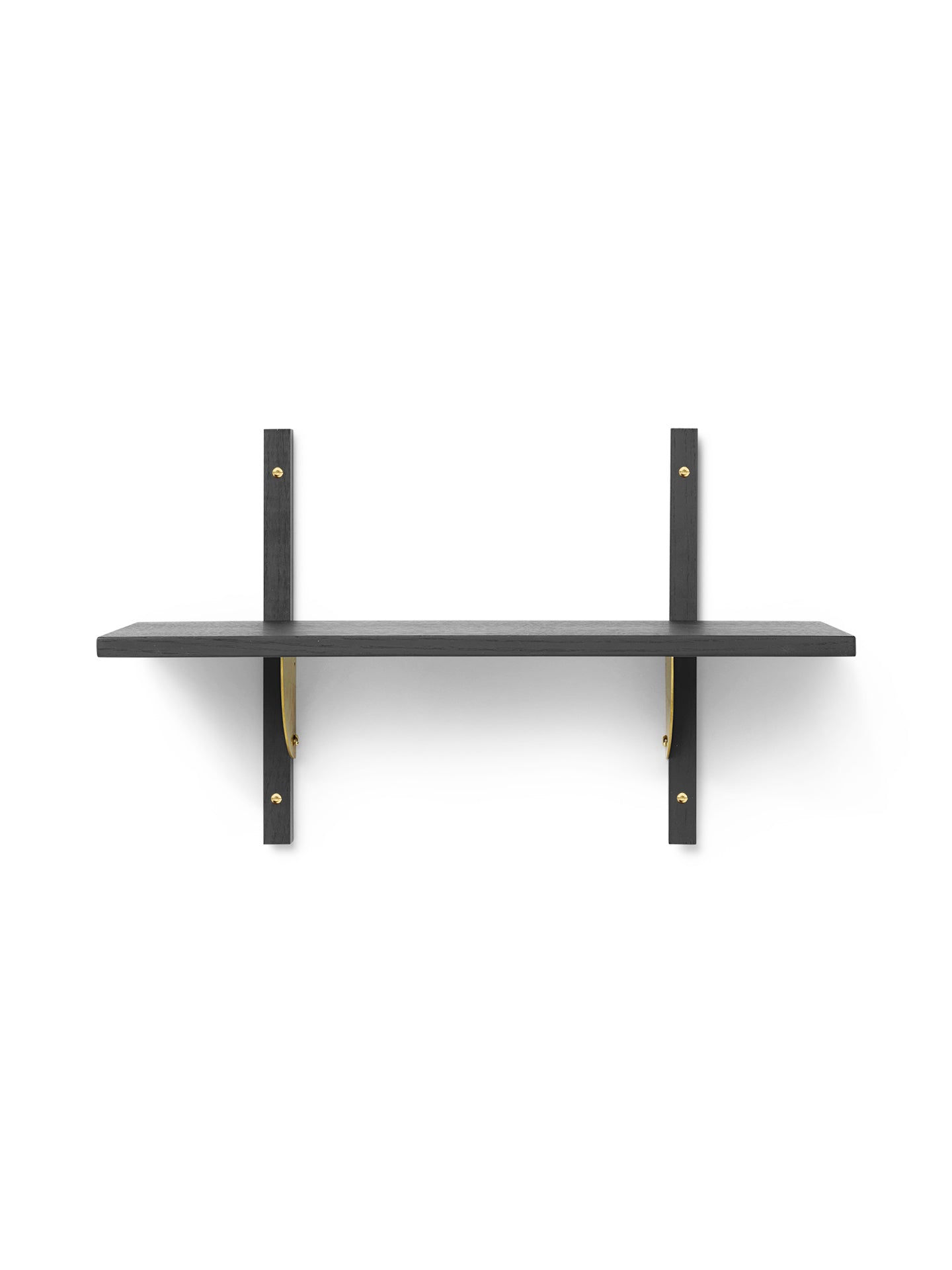 SECTOR NARROW shelf in black ash veneer with brass finish