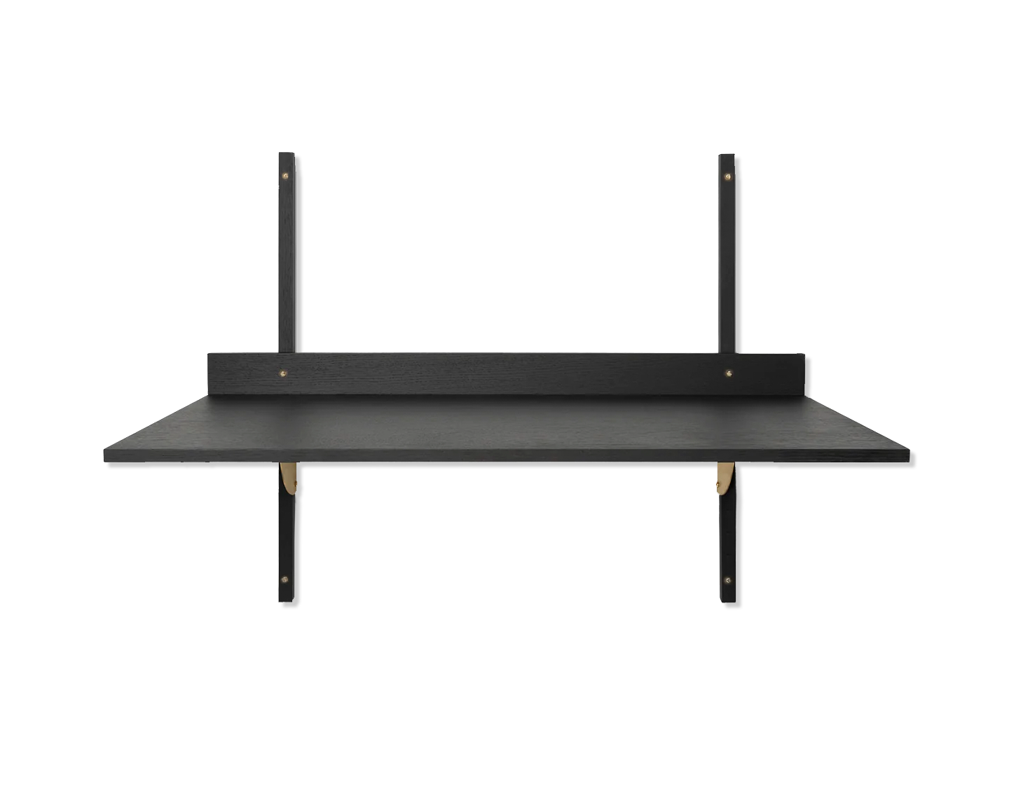SECTOR DESK wall desk in black ash veneer with brass finish