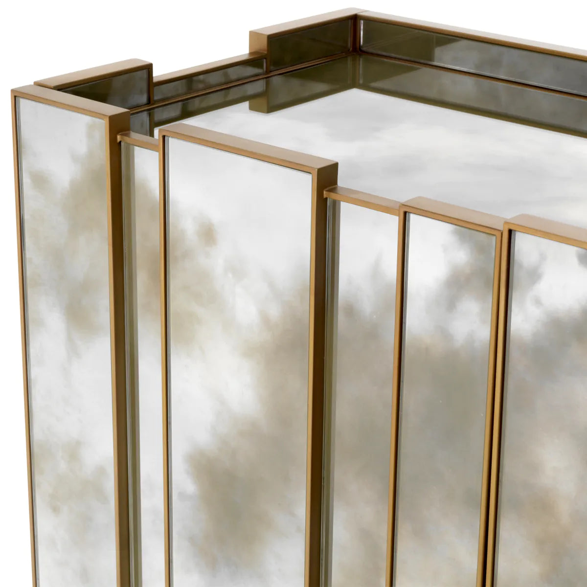 Nottingham Spiegelkiste von Schubladen mit einem Messing Finish