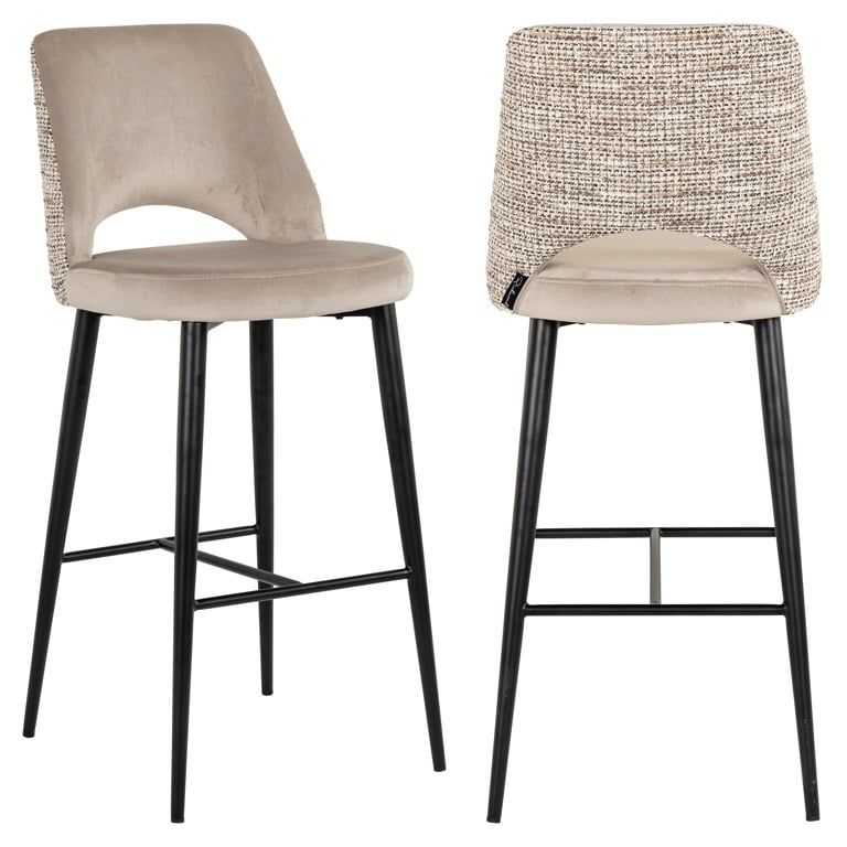 TABITHA beige bar stool with a black base
