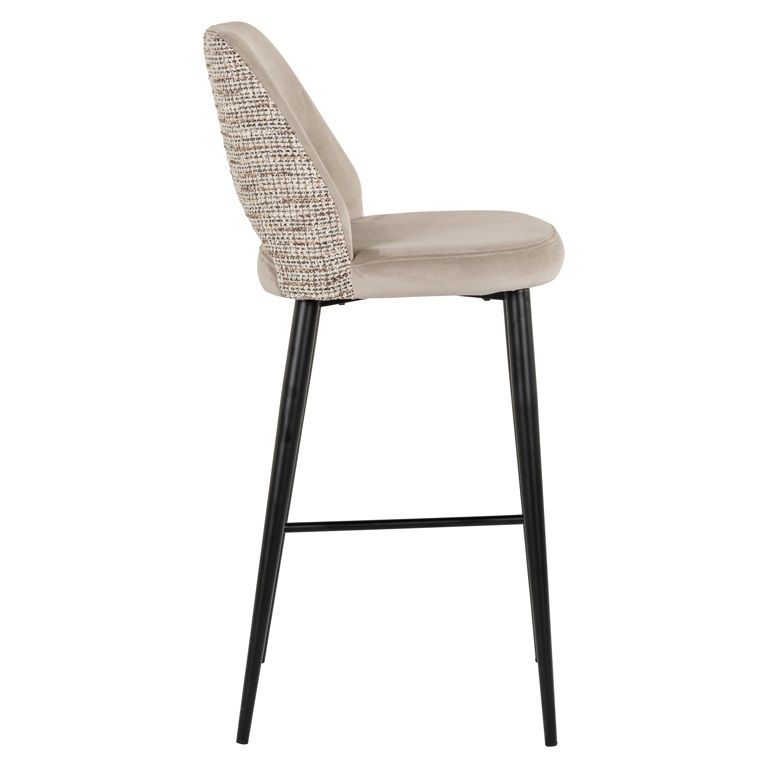 TABITHA beige bar stool with a black base
