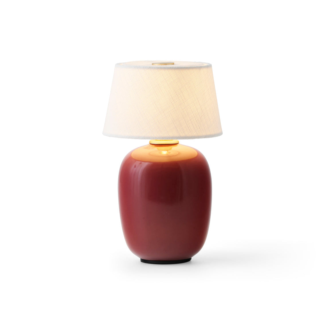 Tragbare Lampe TORSO bordeaux Keramik mit weißem Schirm
