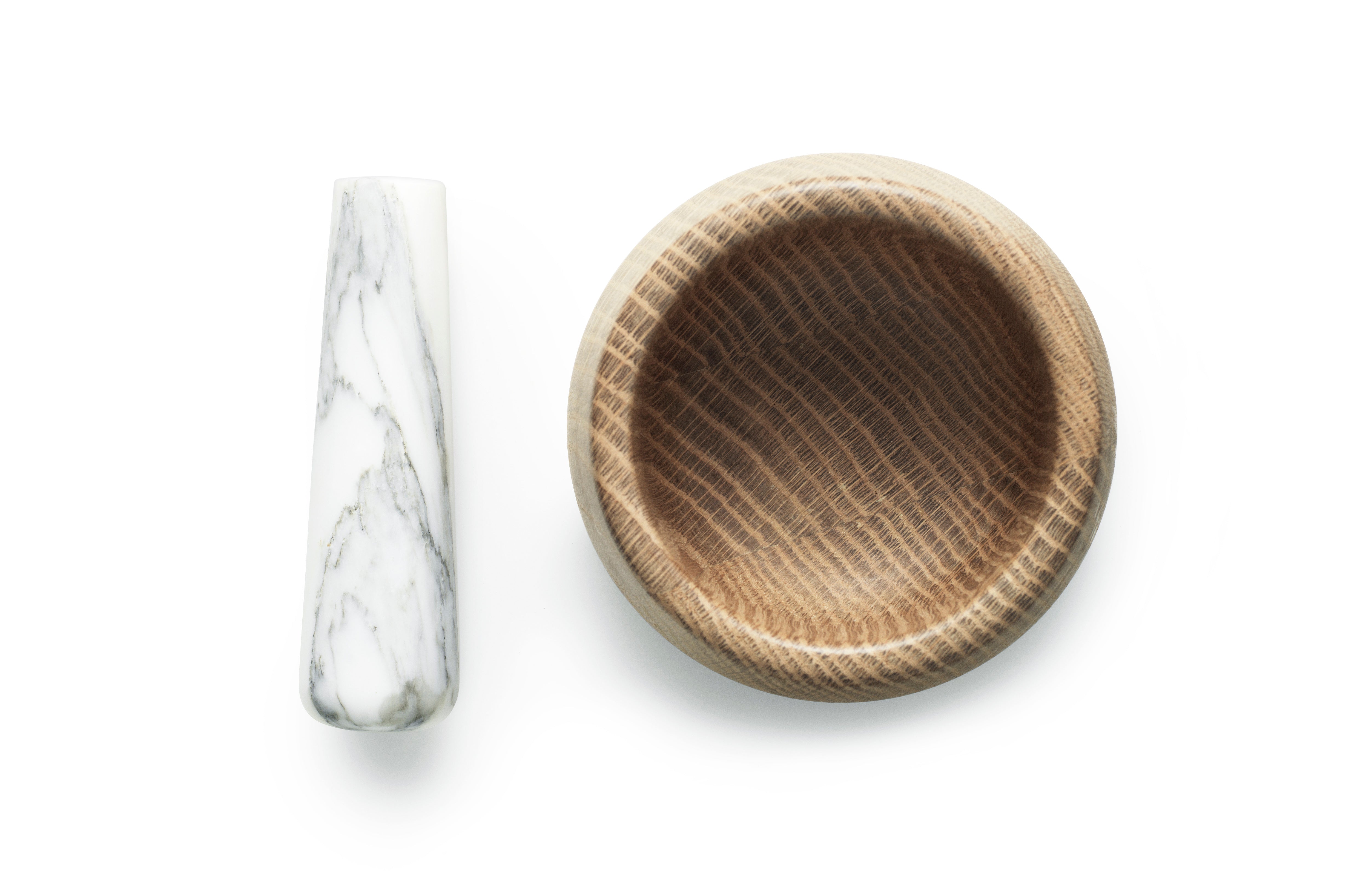 CRAFT Oak Wood Mortar with White Marble