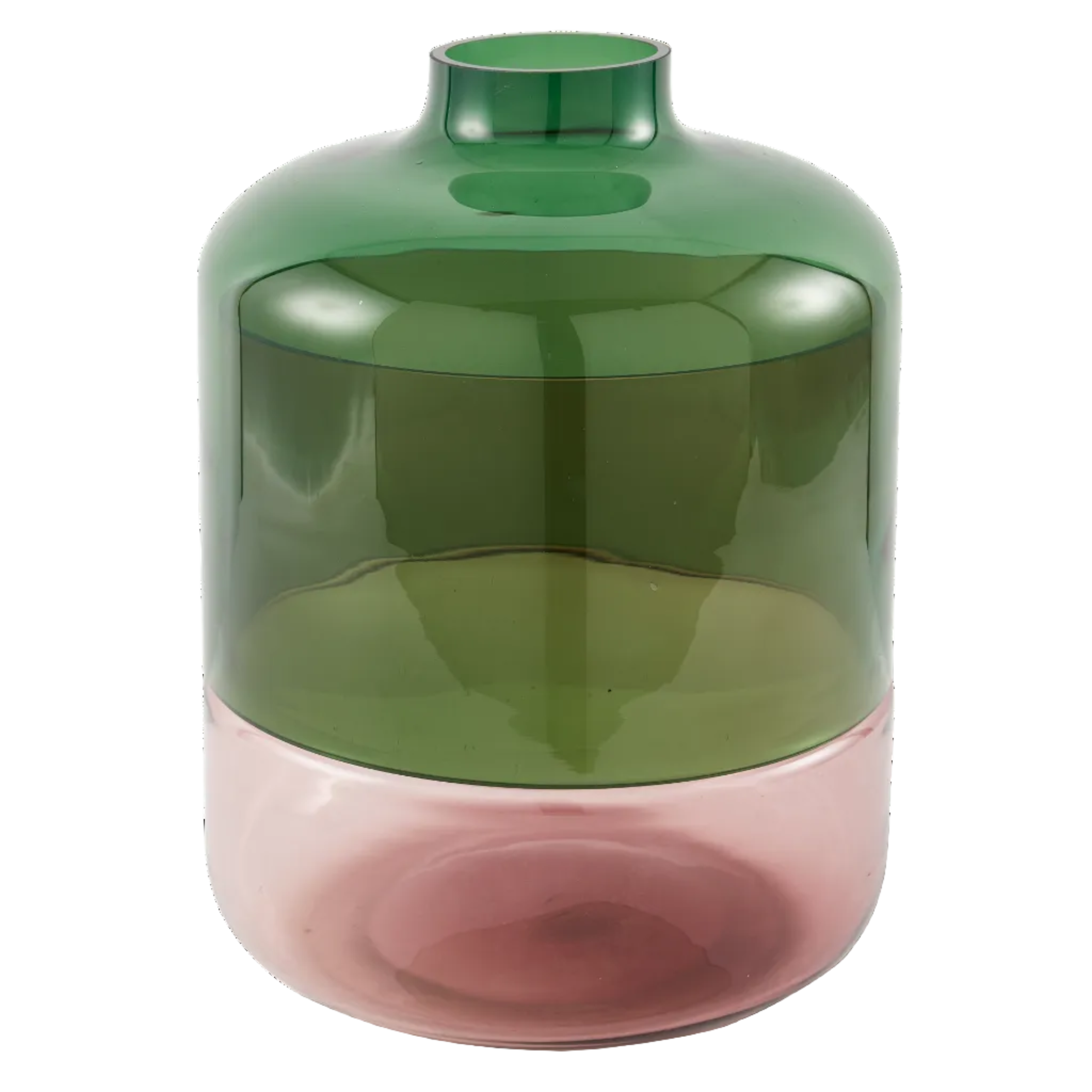 Glass vase FORMY pink with green