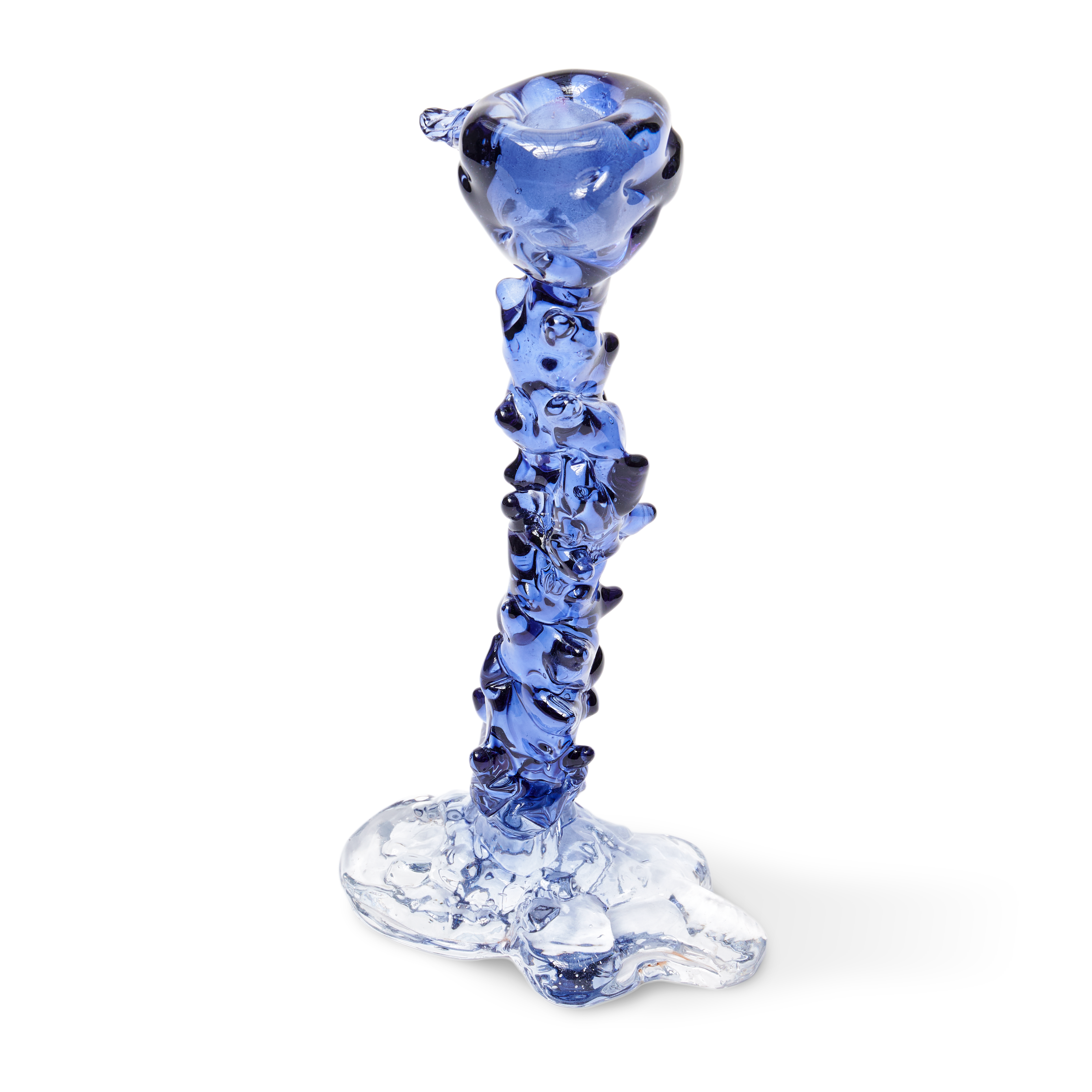 GLASS DRIP Candle Holder Blue