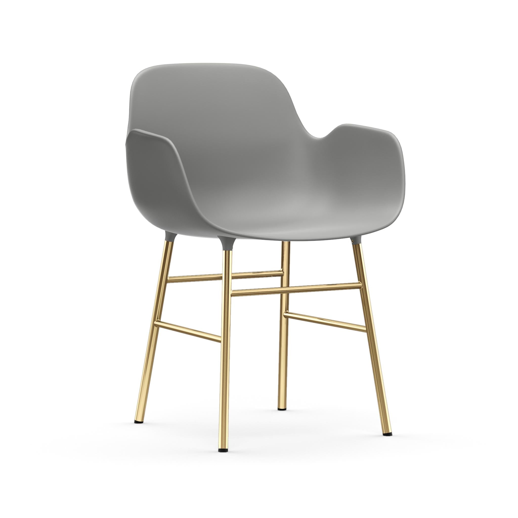 Chair with armrests gray forms with a golden base
