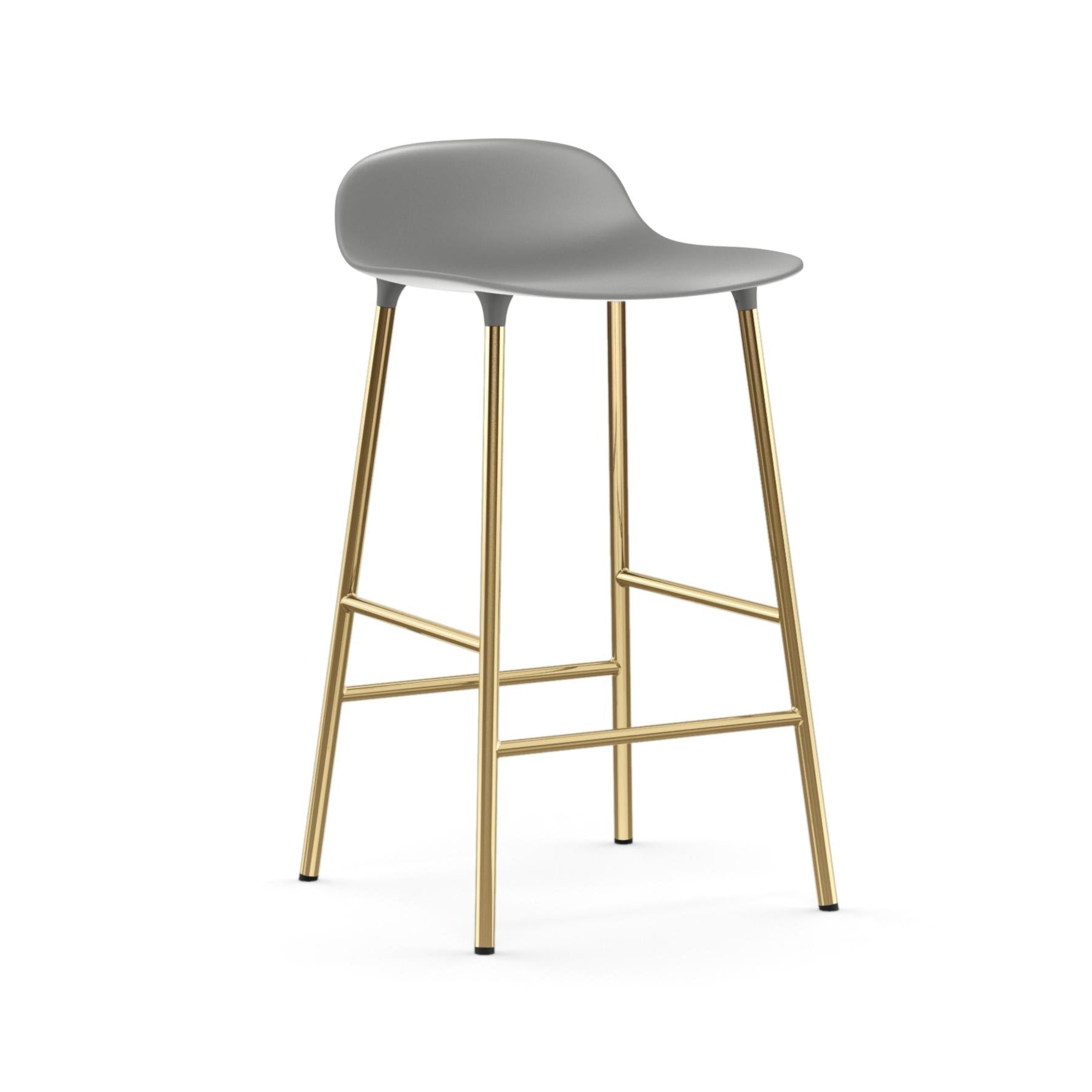 Hocker Formgrau mit einer goldenen Basis