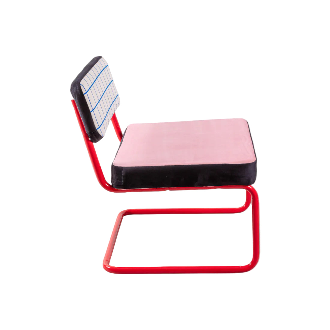 SUPERLOUNGE CHAIR BLUE GRID pink with red base