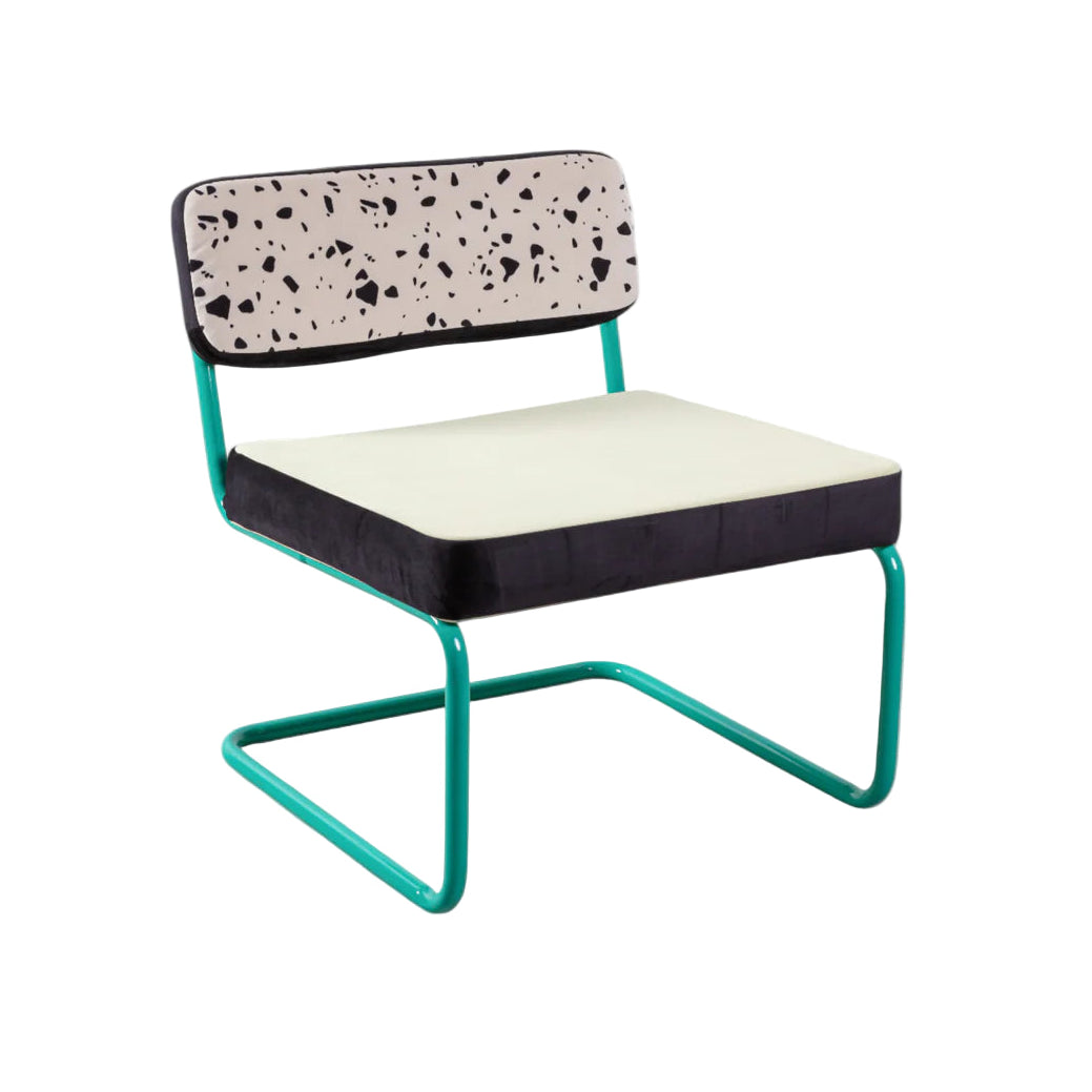 SUPERLOUNGE CHAIR TERRAZZO bright yellow with turquoise base