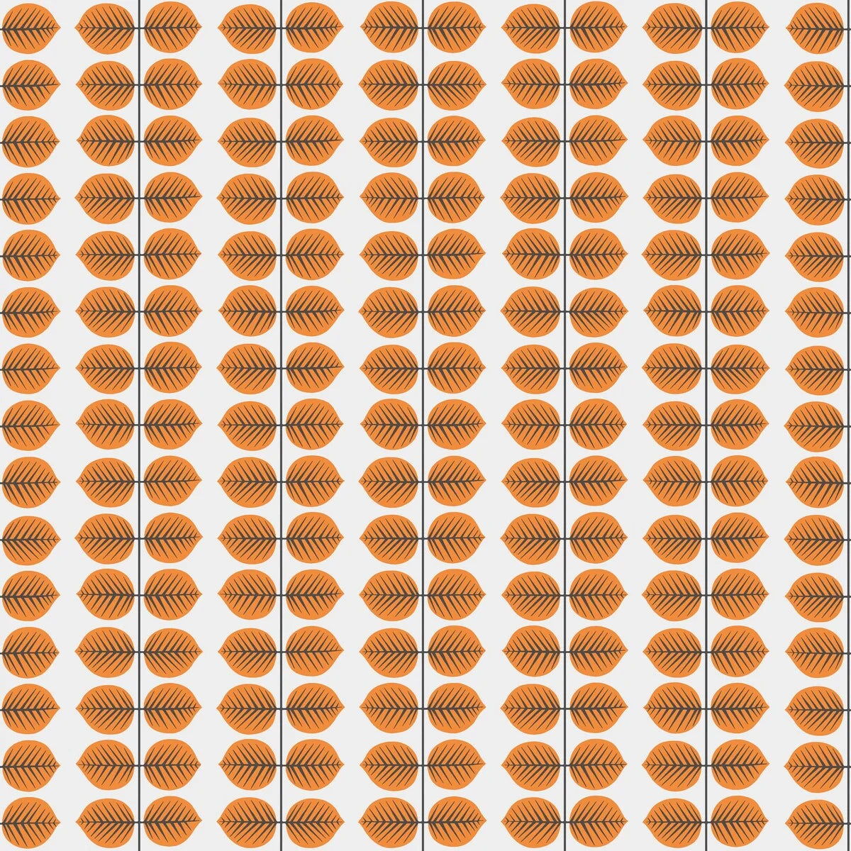 BERSÅ White Wallpaper with Orange Leaf Pattern