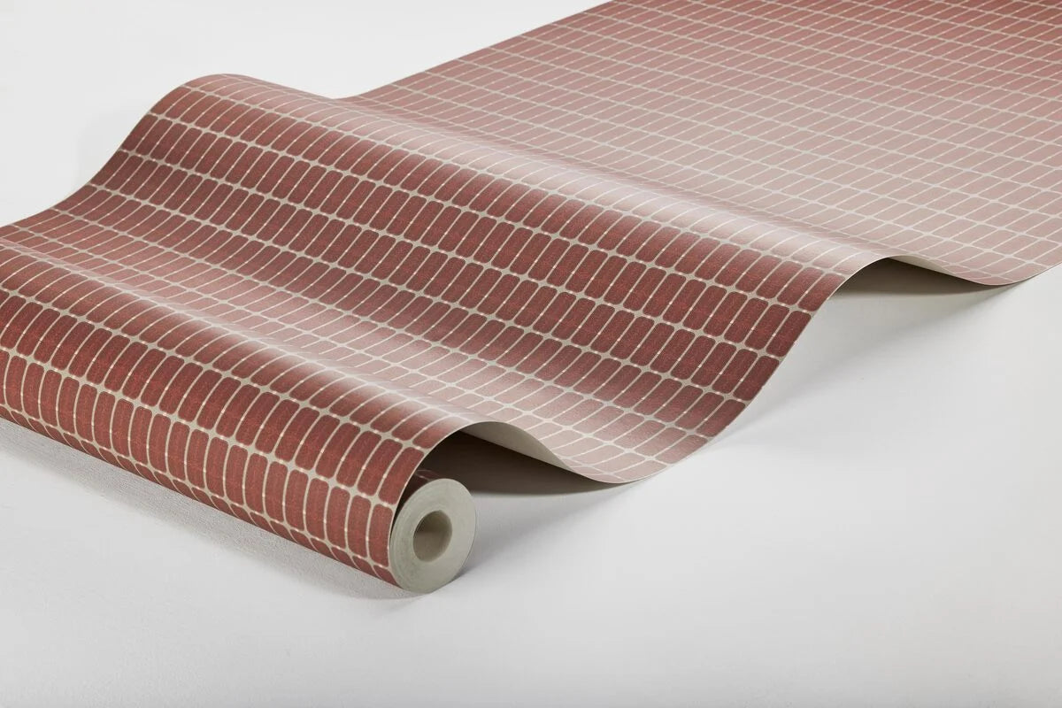 Non-woven paper wallpaper with a checkered pattern ALVAR AALTO M.I.T red
