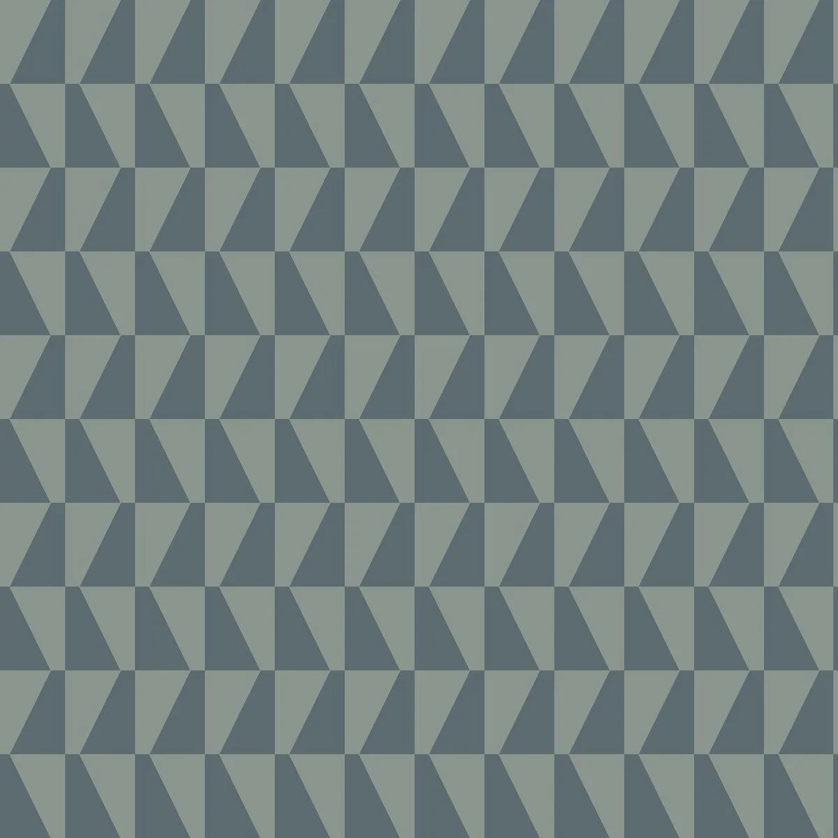 Non-woven paper wallpaper with geometric pattern TRAPEZ blue with green
