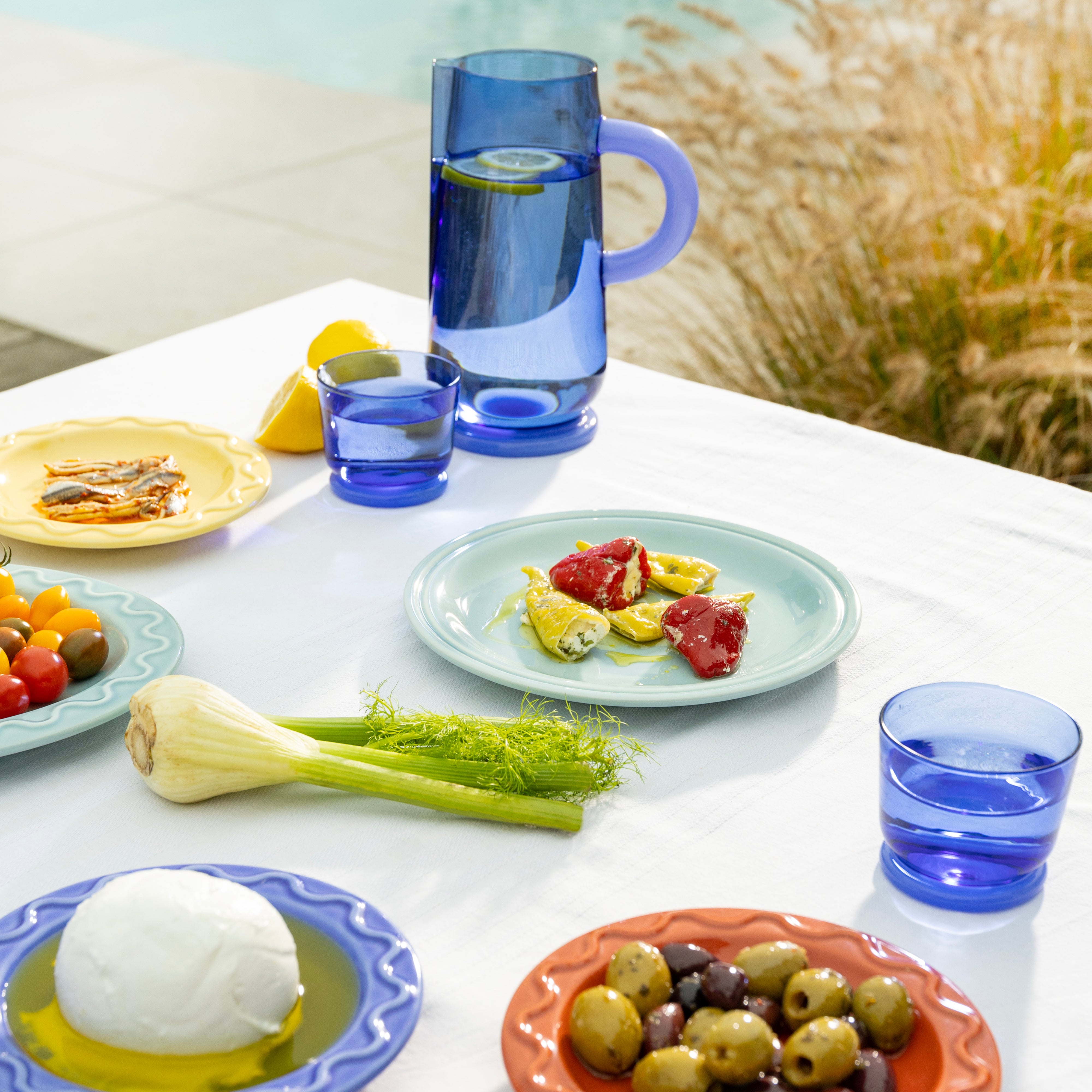 Blue DEW Glass Carafe