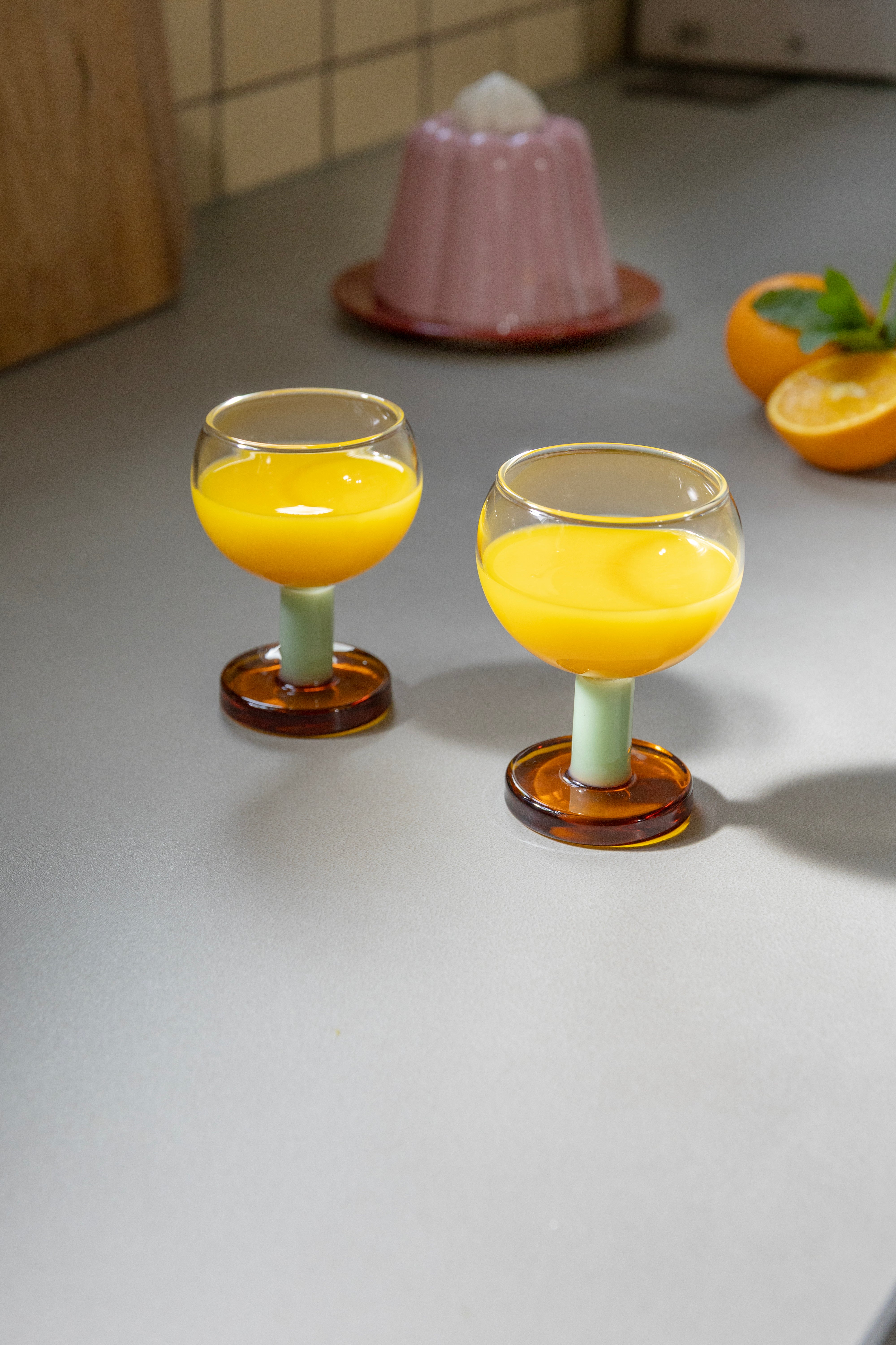 CANTINE Amber Glasses Set with Green