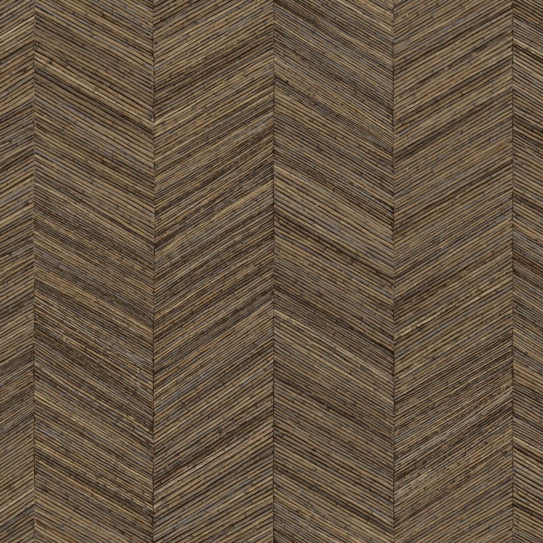 Vinyl wallpaper on fleece with herringbone pattern OCOTEA - SEPIA warm brown
