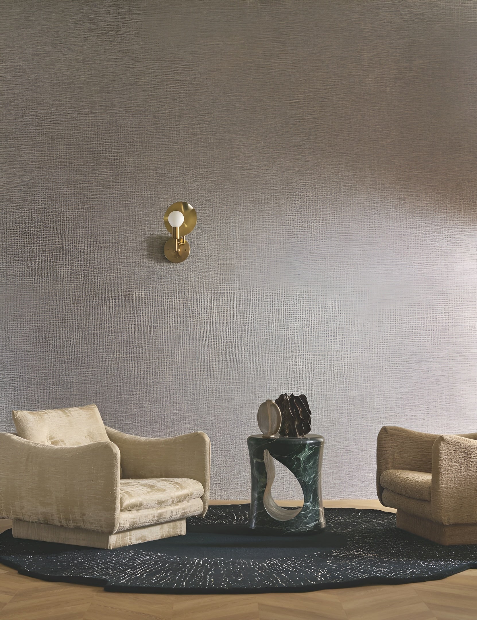 Structural textile wallpaper SERENITE - PEARL pearlescent