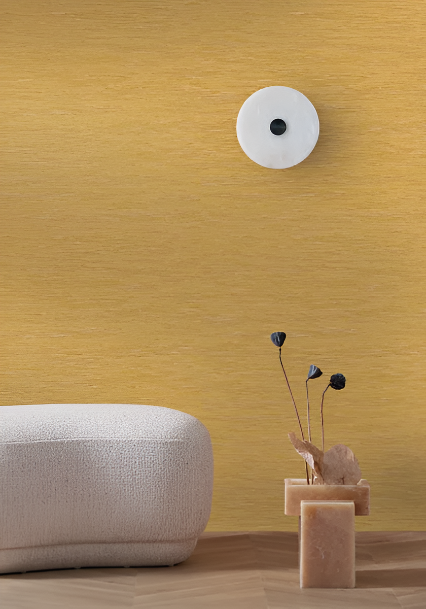 Structural wallpaper imitating jacquard fabric TATAMI - CURRY warm yellow