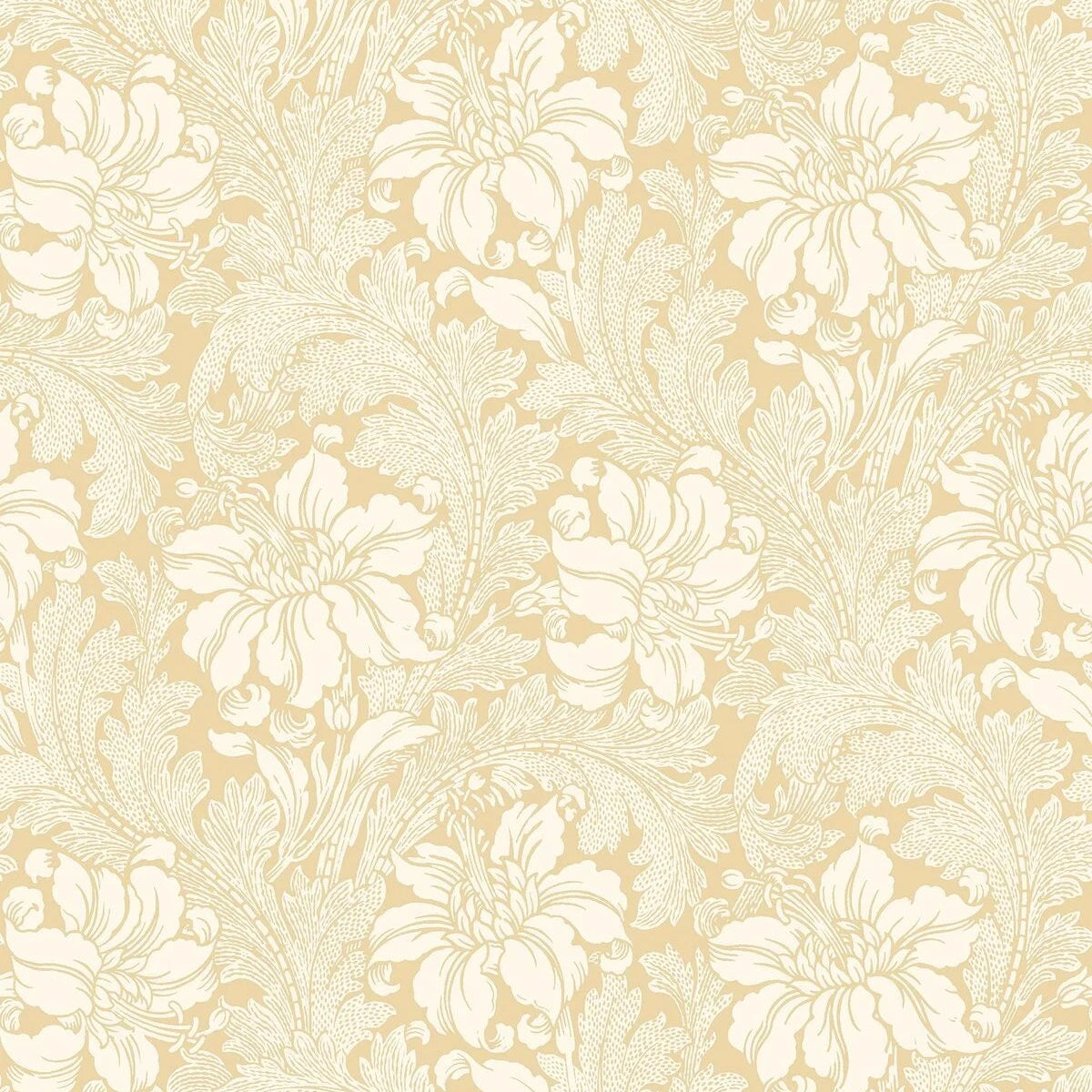 Non-woven paper wallpaper with a plant pattern ACANTHUS yellow