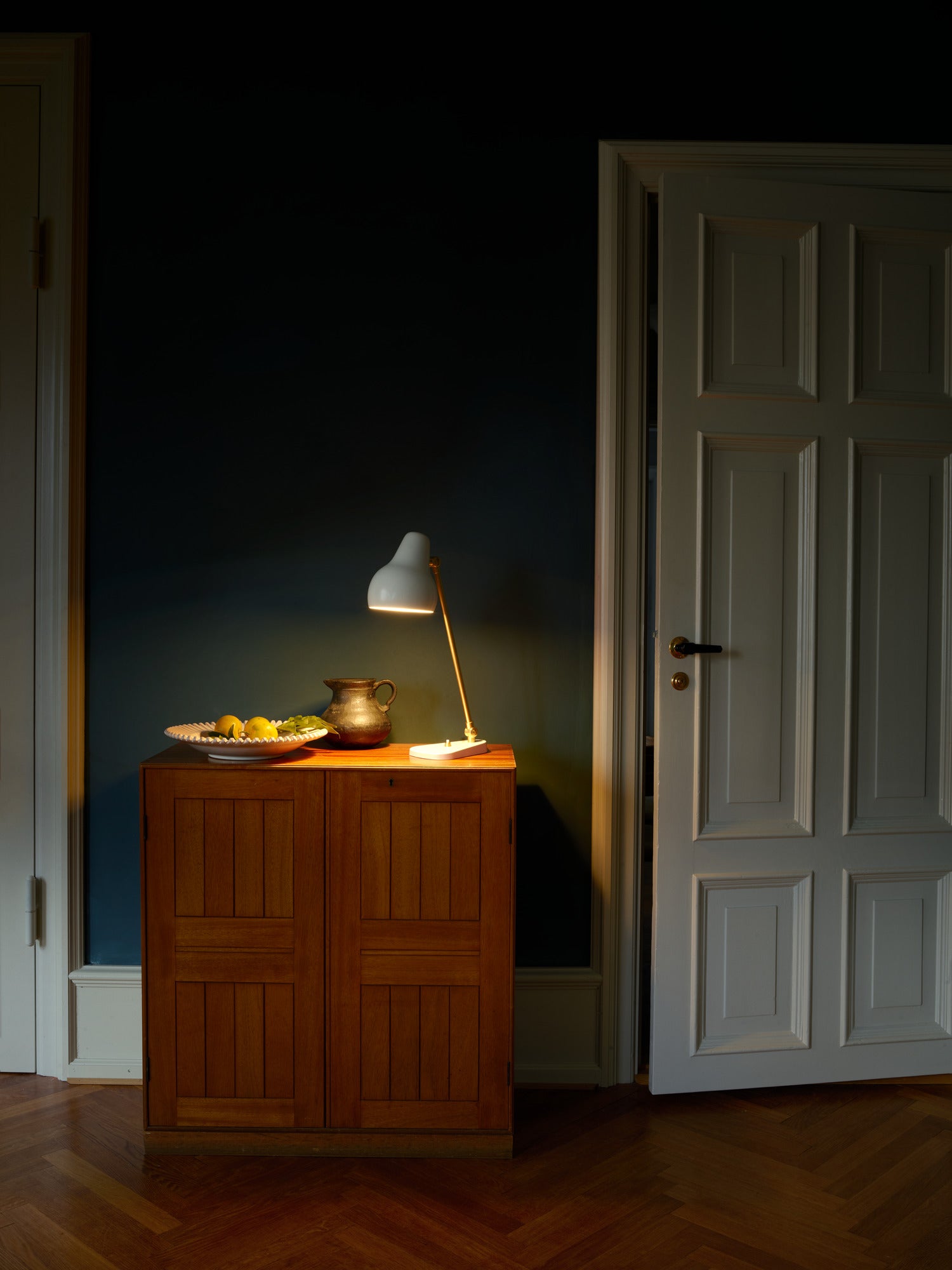 VL 38 Table Lamp White with Gold Finish