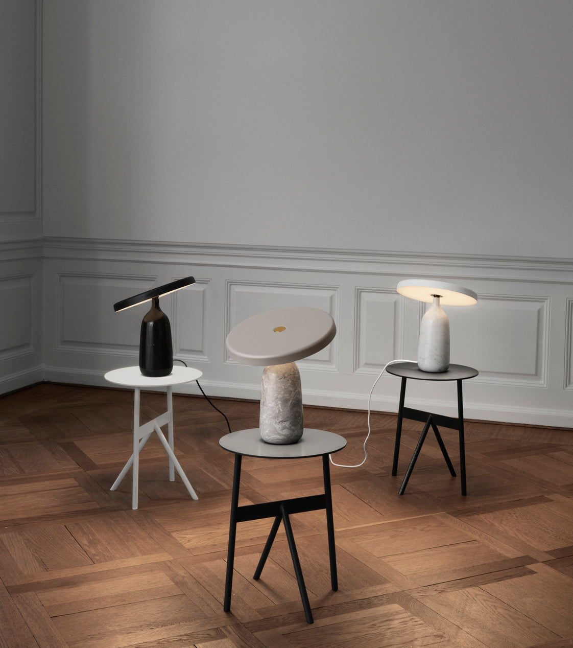 Lampe der weißen Tischlampe Eddy