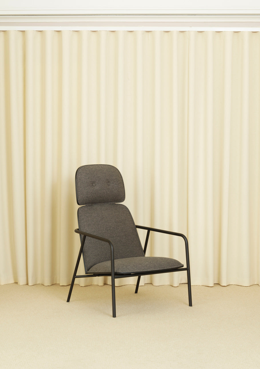 PAD armchair high oak veneer with a gray base