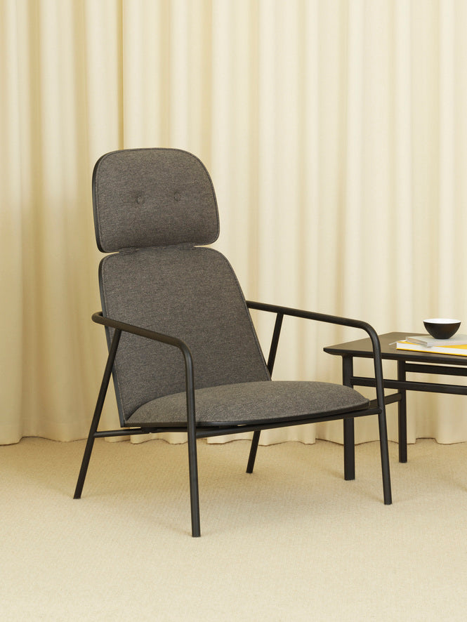 PAD armchair high oak veneer with a gray base