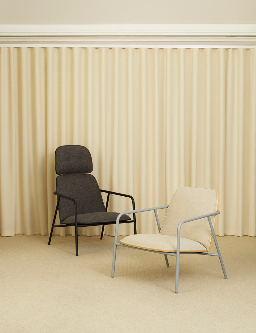 PAD armchair high oak veneer with a gray base